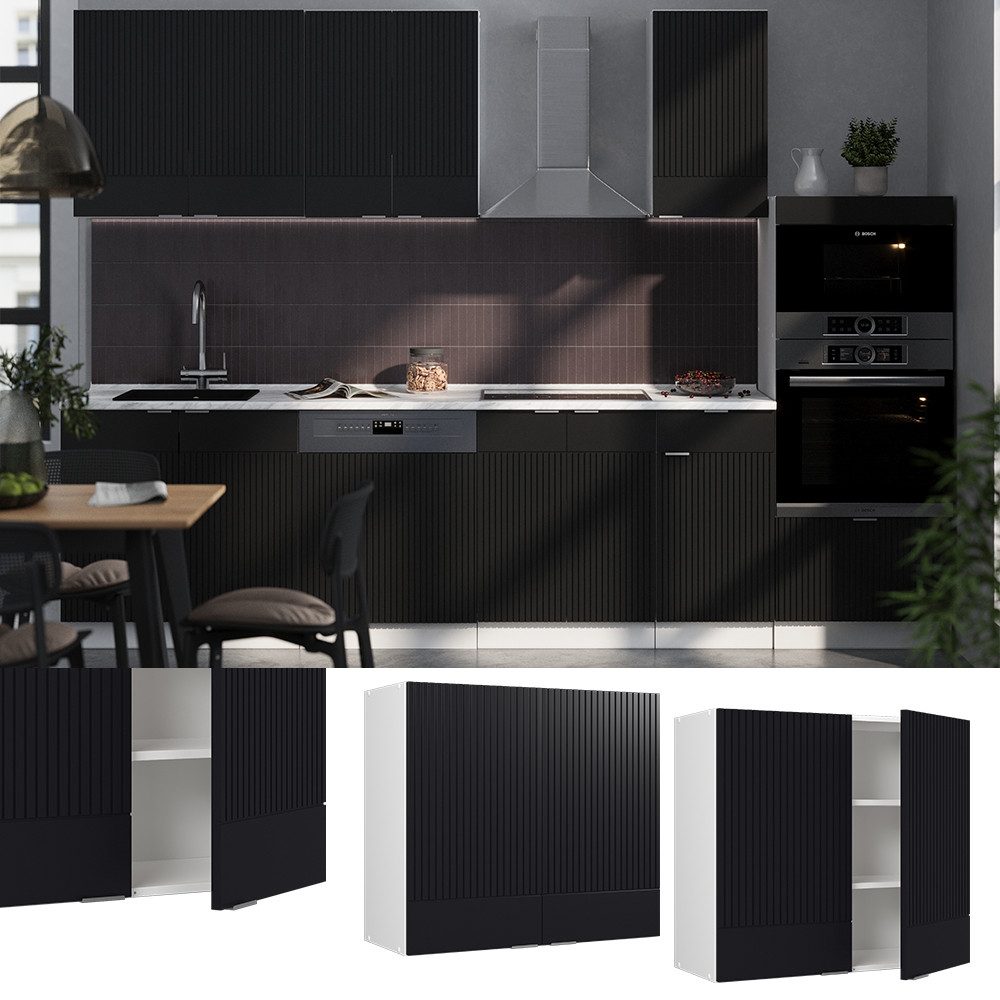 Vicco Glashängeschrank Fame-Line, Schwarz gestreift/Weiß, 80 günstig online kaufen