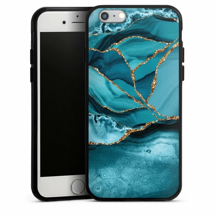 DeinDesign Handyhülle Edelstein Glitzer Look Marmor Eisblaue Marmor Landschaft Apple iPhone 6s Silikon Hülle Bumper Case Handy Schutzhülle