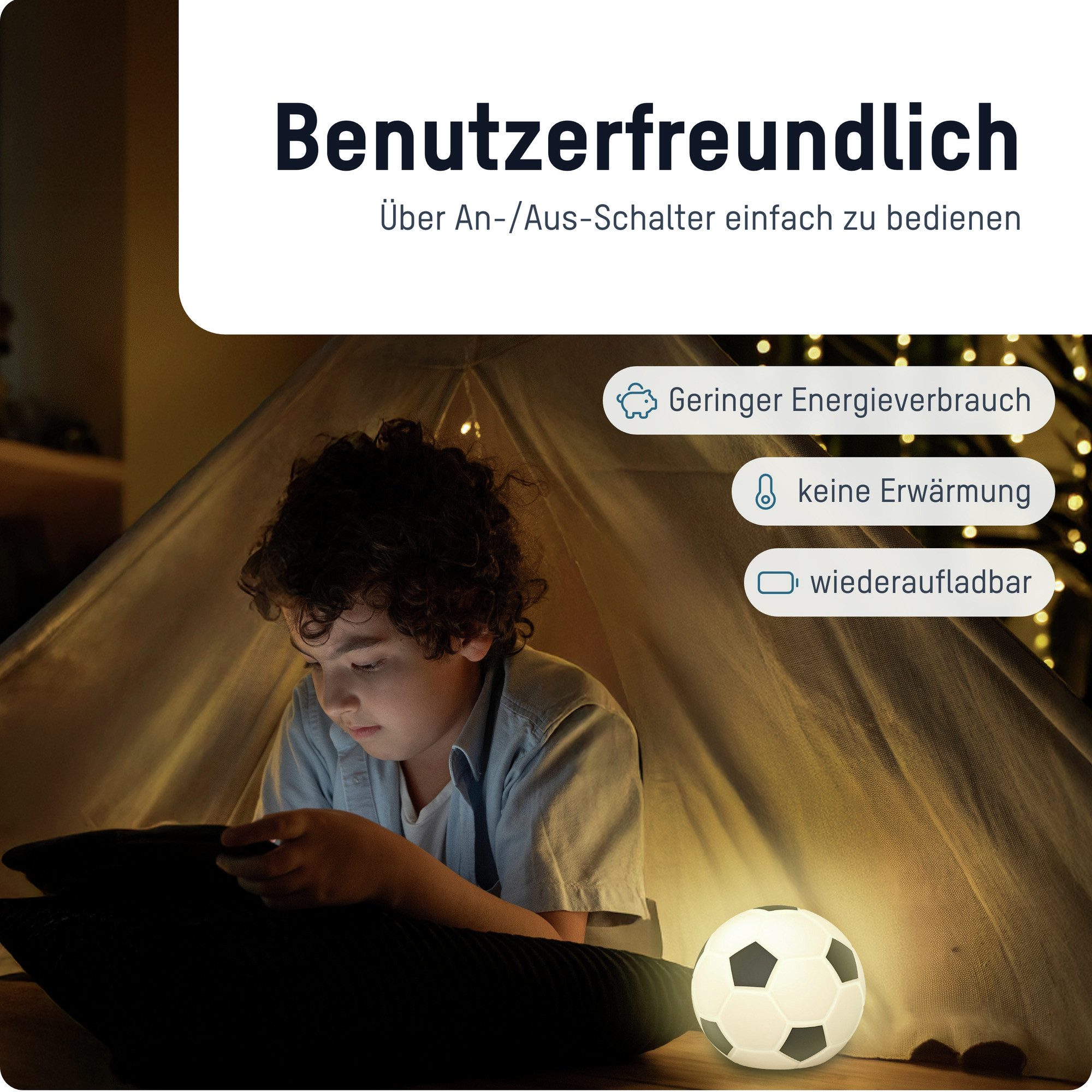 ANSMANN AG LED Nachtlicht Fußball LED Leuchte, 3D Nachtlicht mit Farbwechsel im Fußballdesign – Bild 5 von 5