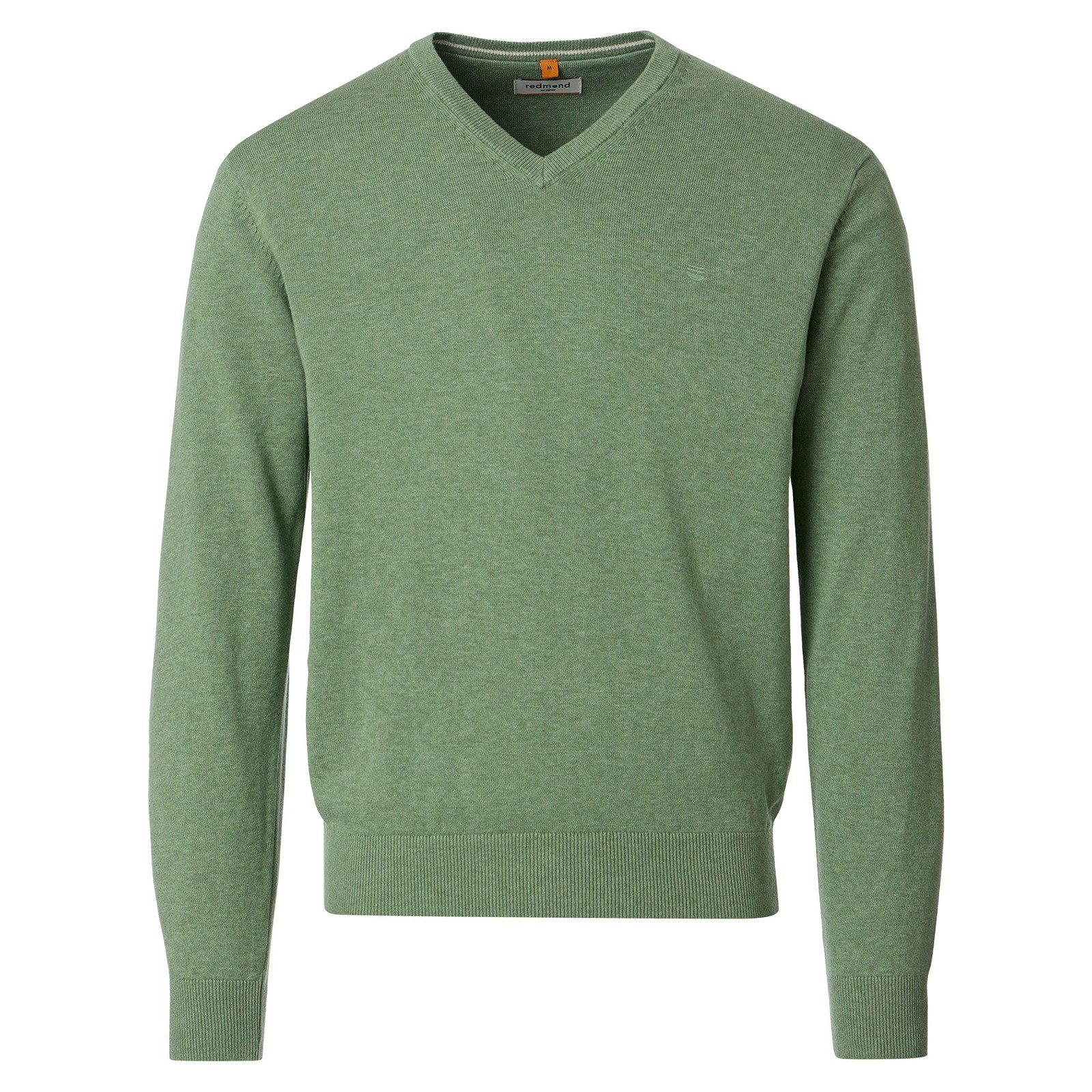Redmond Rundhalspullover Redmond V-Neck Pullover Übergröße salbeigrün melange