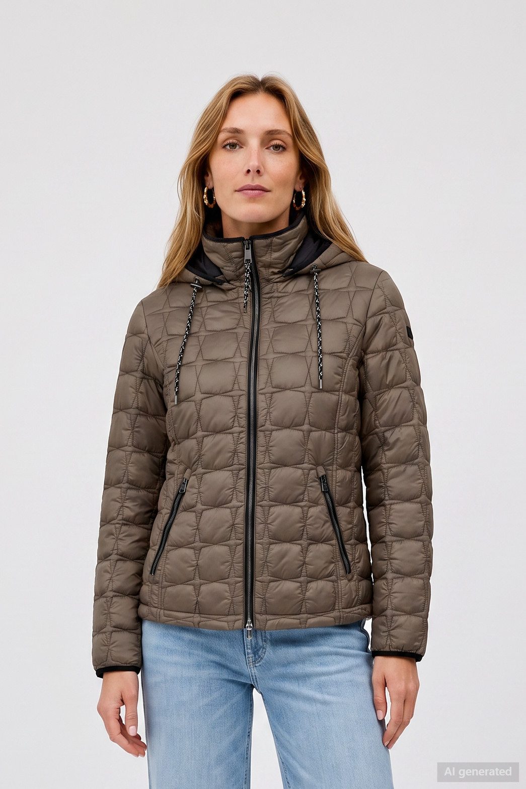 Barbara Lebek Steppjacke warme Damenjacke oder Herbstjacke mit abnehmbarer Kapuze