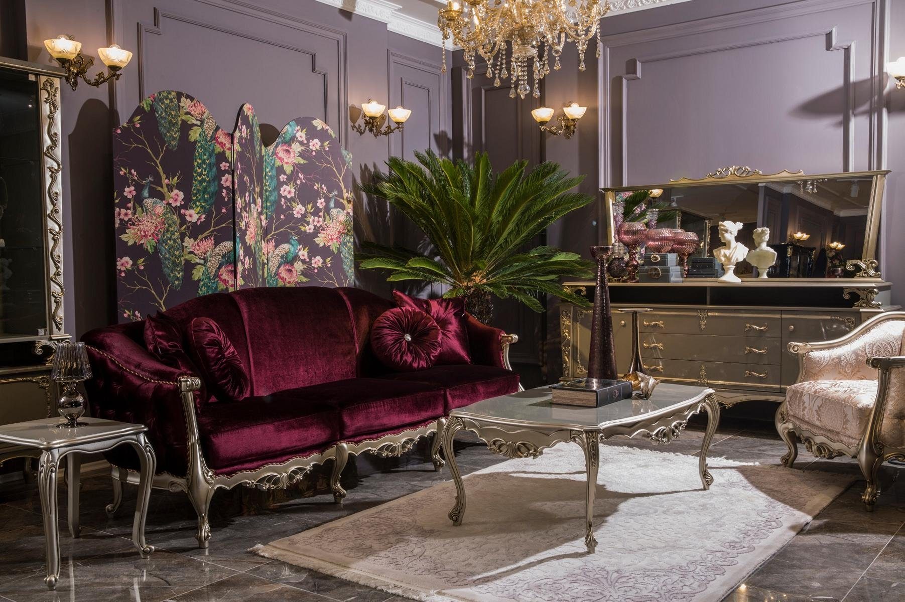 JVmoebel Sideboard Spiegel mit Holz-Gold Konsole und Sideboard für das Wohnzimmer (Sideboard + Spiegel), Made in Europa