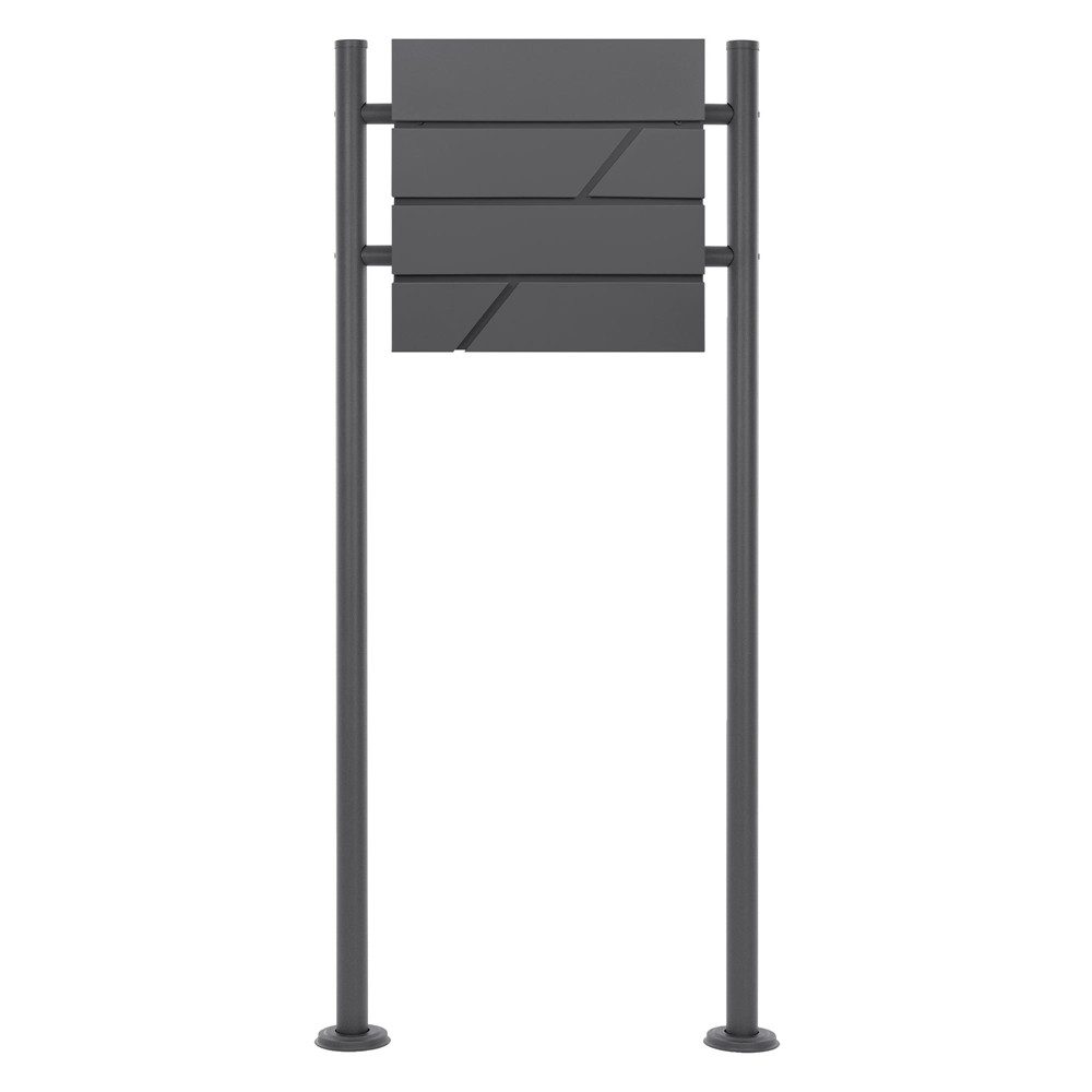 ML-DESIGN Standbriefkasten Wandbriefkasten Briefkasten Postkasten mit Zeitungsfach inkl. Standfuß, Briefkastenanlage mit Standfuß Anthrazit 120 cm Mailbox mit Pfosten