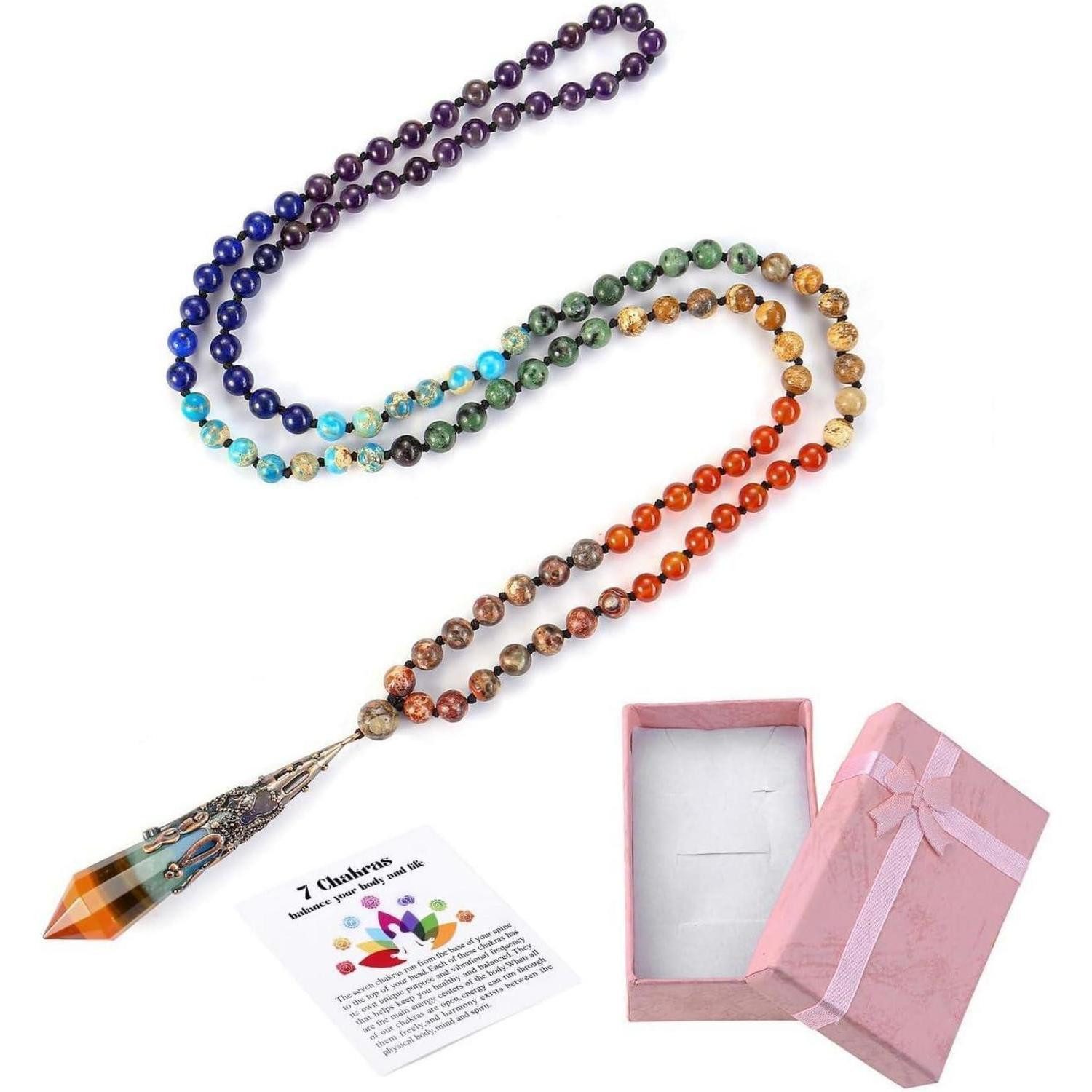 LuxusKollektion Perlenkette Perlen Mala Kette 7 Chakra Heilstein Anhänger H günstig online kaufen