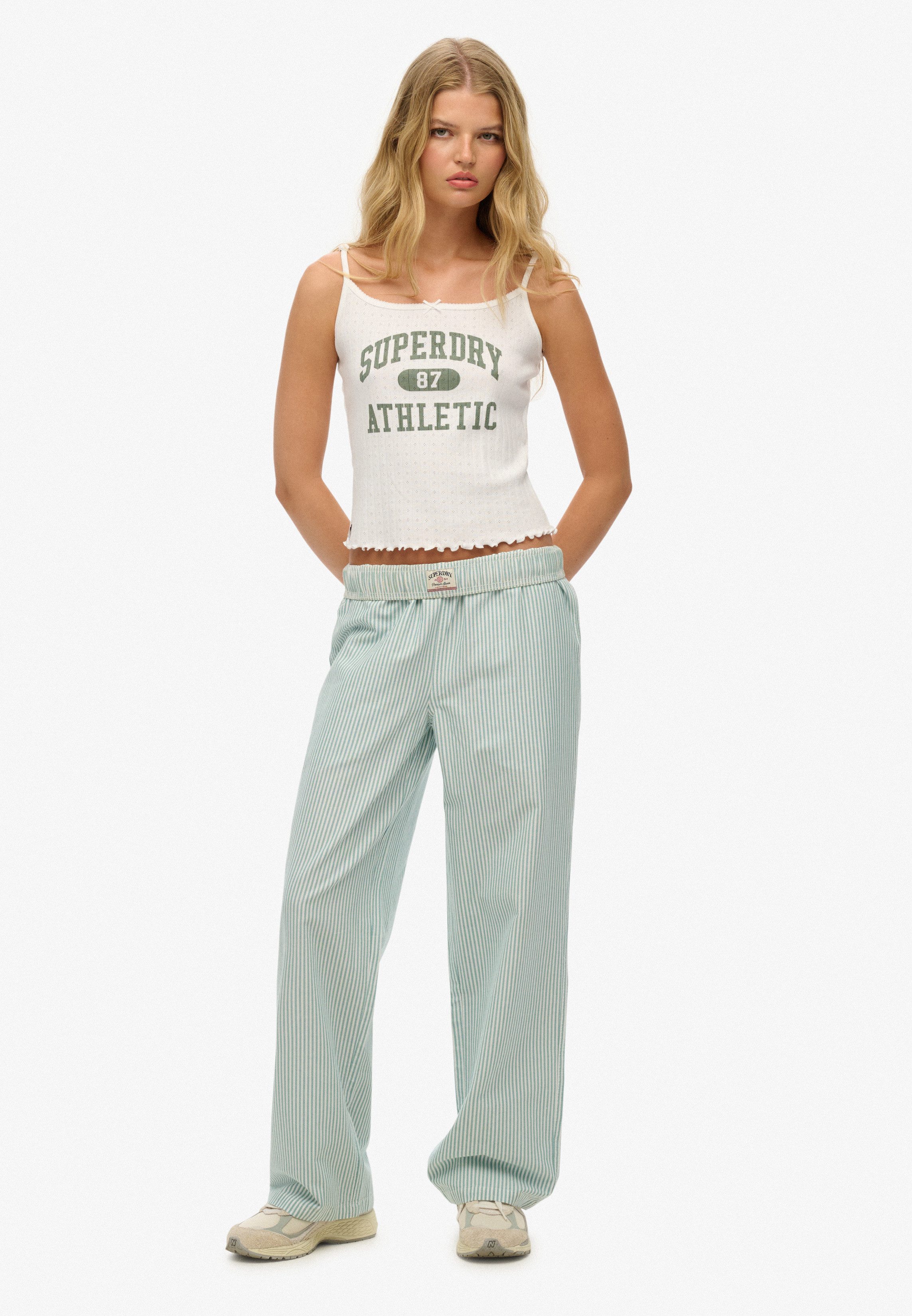 Superdry Cargohose COTTON STRIPE ELASTIC TROUSER aus Baumwolle und Jersey, Relaxed Fit, gestreifte Optik