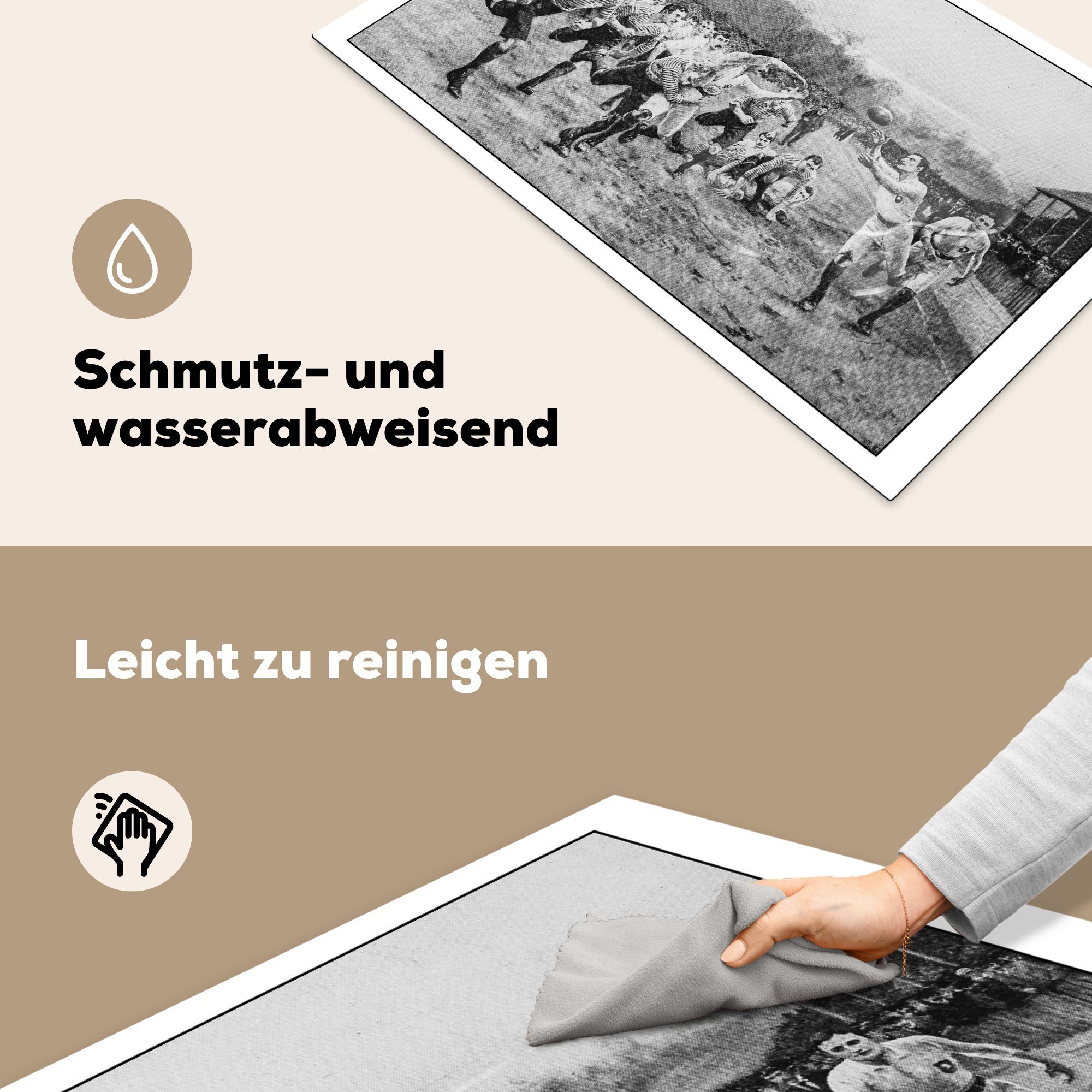 MuchoWow Herdblende-/Abdeckplatte Vinyl, tlg), antike Rugby, (1 cm, für die von 85x52 Eine Induktionsmatte Illustration Ceranfeldabdeckung küche