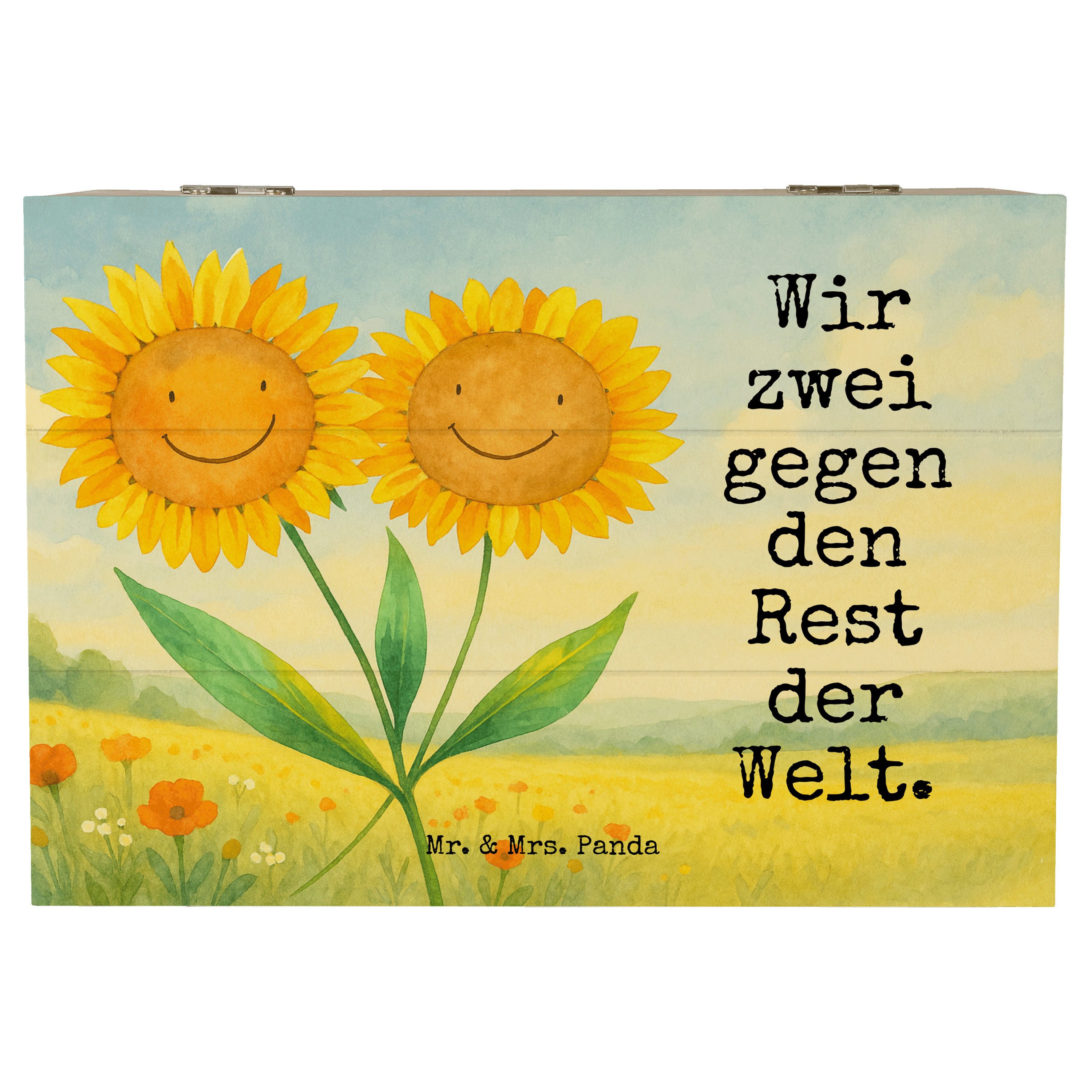 Mr. & Mrs. Panda Dekokiste Blume Sonnenblume Design, Schmuckkästchen, Weiß, Beste Freundin, Gart (Packung, 1 St)