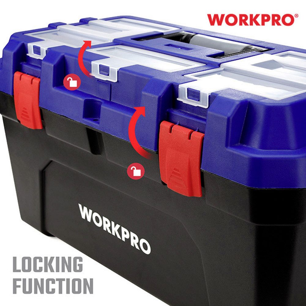 WorkPro Werkzeugbox WorkPro WP283003 572 x 300 x 295 mm Werkzeugkasten unbestückt Blau, S