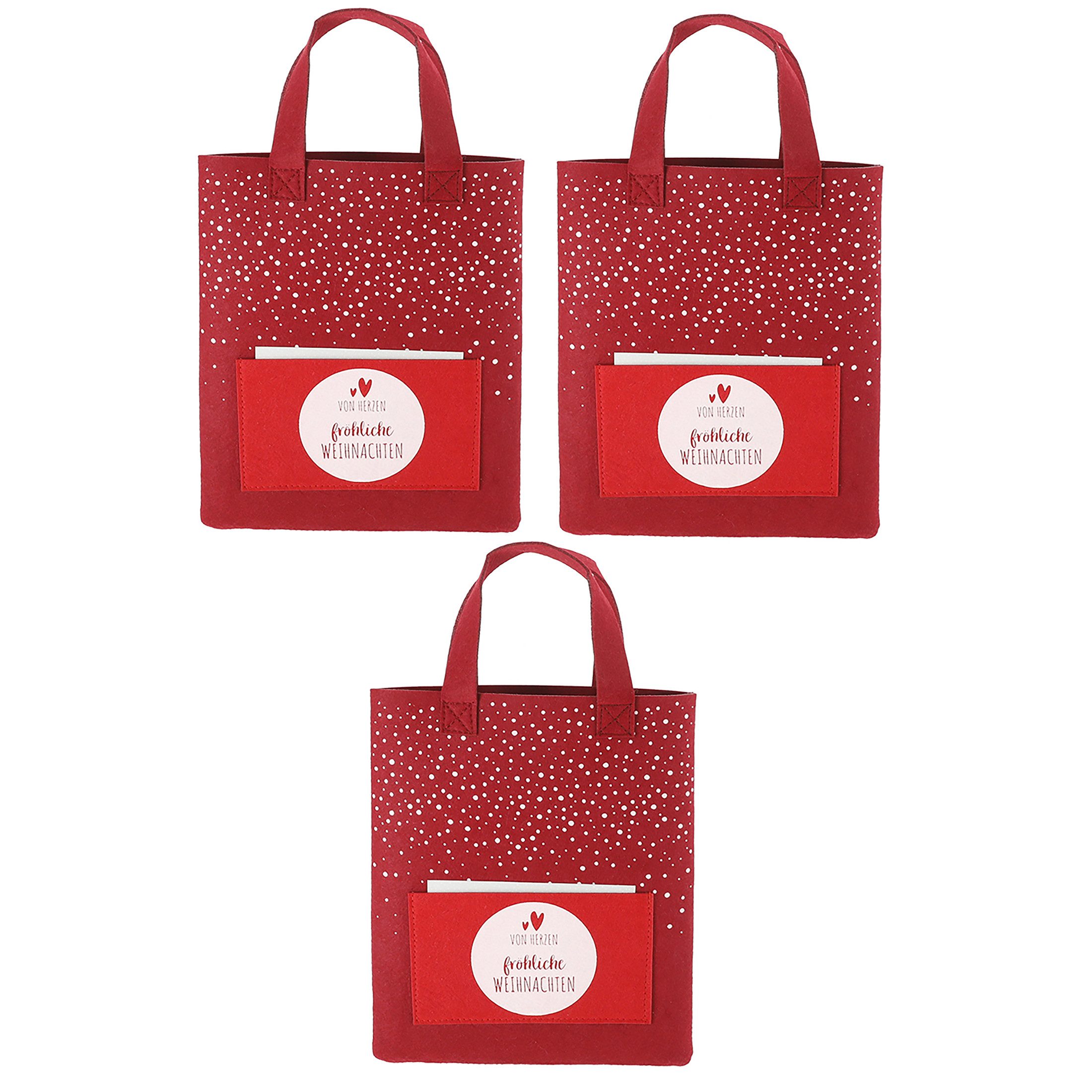 Aufbewahrungstasche 3 x Filz-Geschenktasche Geschenktüte aus Filz - Geschenktaschen Filz