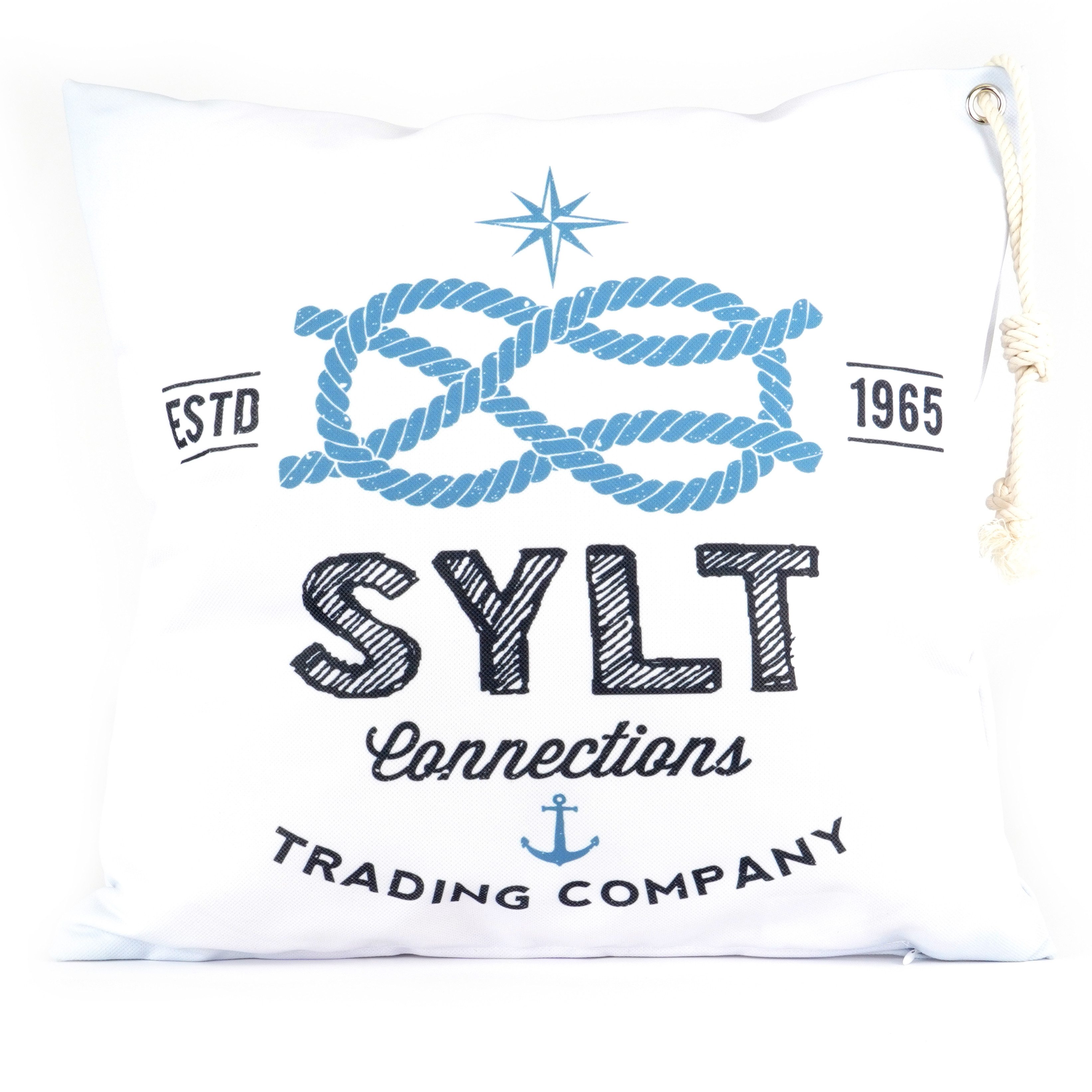 queence Декоративные подушки Sylt 40x40/50x50cm Outdoor-Kissenbezug Garten, Подушкиhülle mit Öse und Kordel Подушкиbezug Maritim