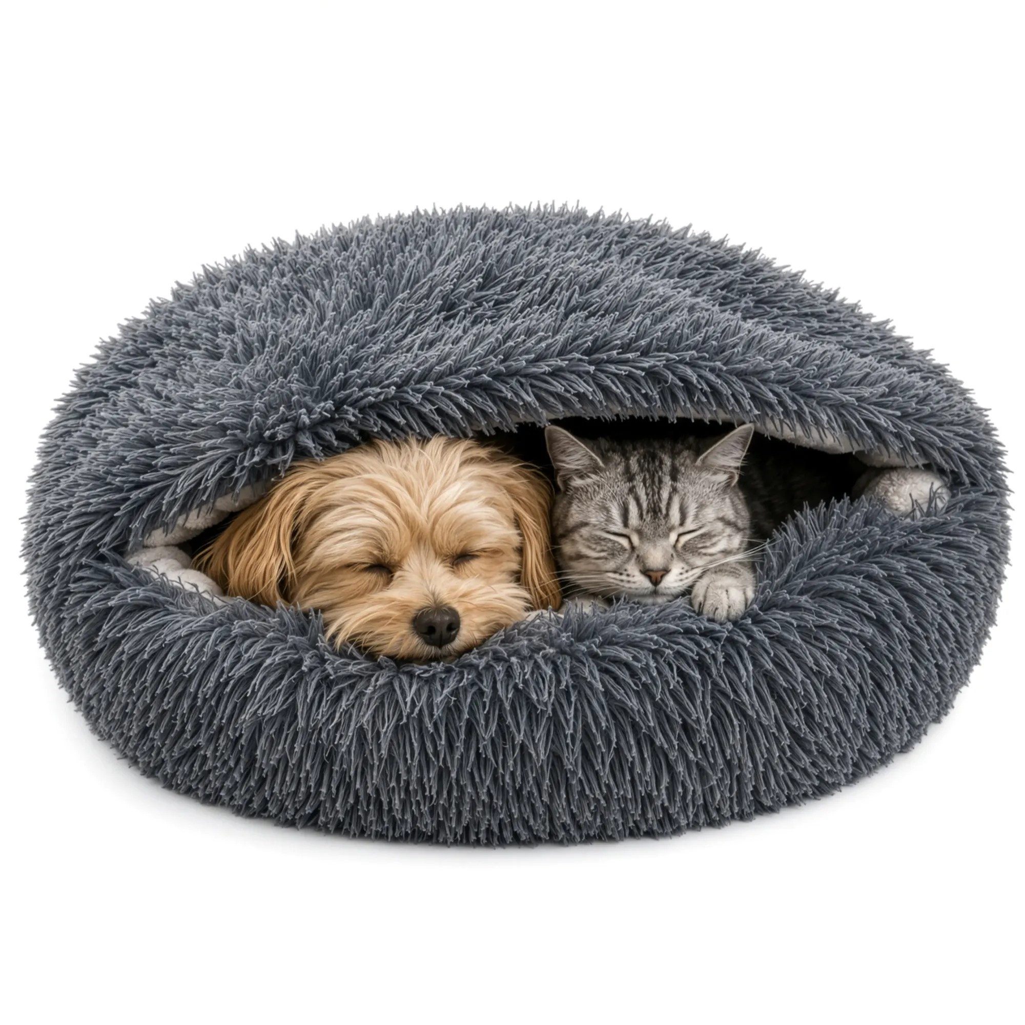 Purlov Hundebett Kuschelhöhle Katzenhöhle Haustierbett, Polyester, 2-in-1 mit Dach, rutschfest, waschbar bei 30 °C