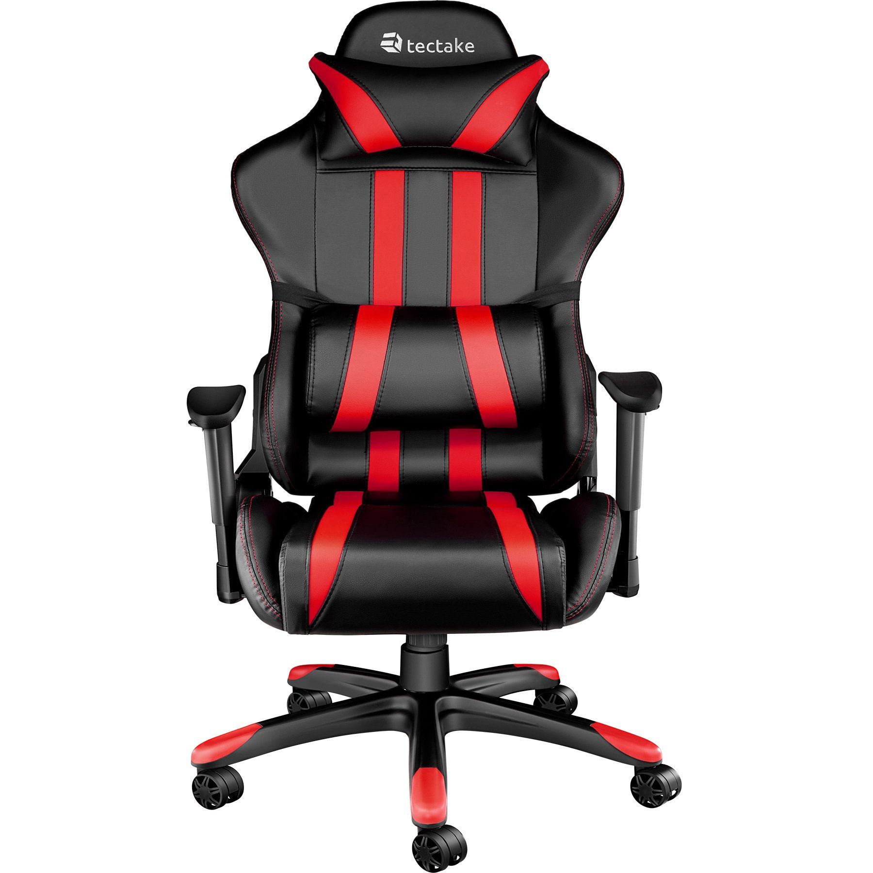 Streifen mit 105° 1 Bürostuhl Rückenlehne Premium St), schwarz/rot bis (1er, verstellbar Racing Gaming-Stuhl tectake