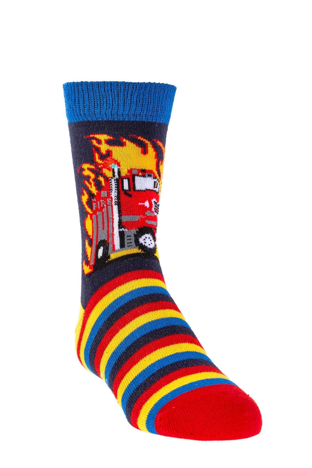 Wowerat Freizeitsocken 3 Paar Kindersocken Feuerwehr, weiche Baumwolle, handgekettelt – Bild 4 von 4