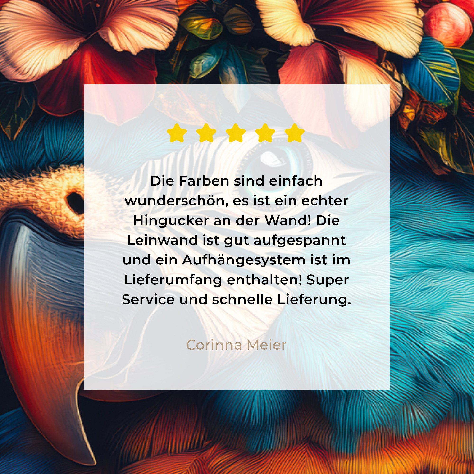OneMillionCanvasses® Leinwandbild Papagei - Vogel - Bunt - Blumen - Blätter, Fotodruck (1 St), Leinwand Bilder Klein, Wand Dekoration Aesthetic 30x20 cm – Bild 5 von 5