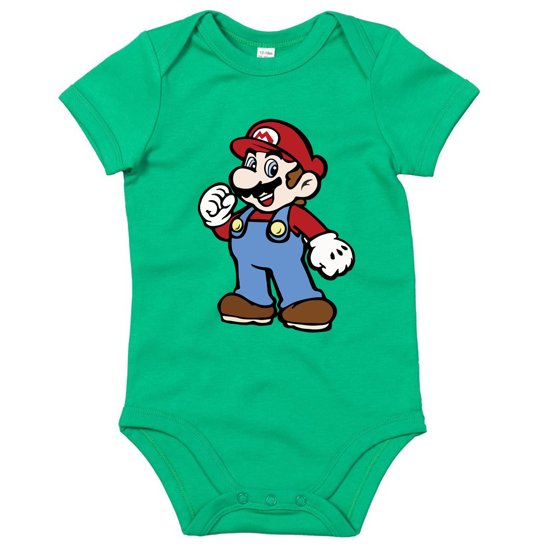Blondie & Brownie Strampler Baby Body Retro mario Held Cartoon Abenteuer Print für Babys (Einzelartikel, Einzelartikel) Retro Klempner Abenteuer Babybody Fun