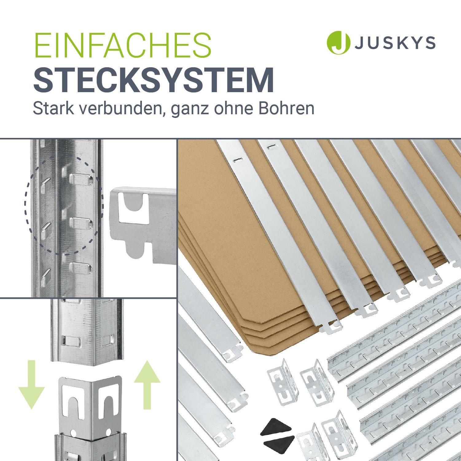 Juskys Schwerlastregal Basic, 2-tlg., Regalsystem mit 10 Einlegeböden, je 175 kg Traglast, Abstände wählbar