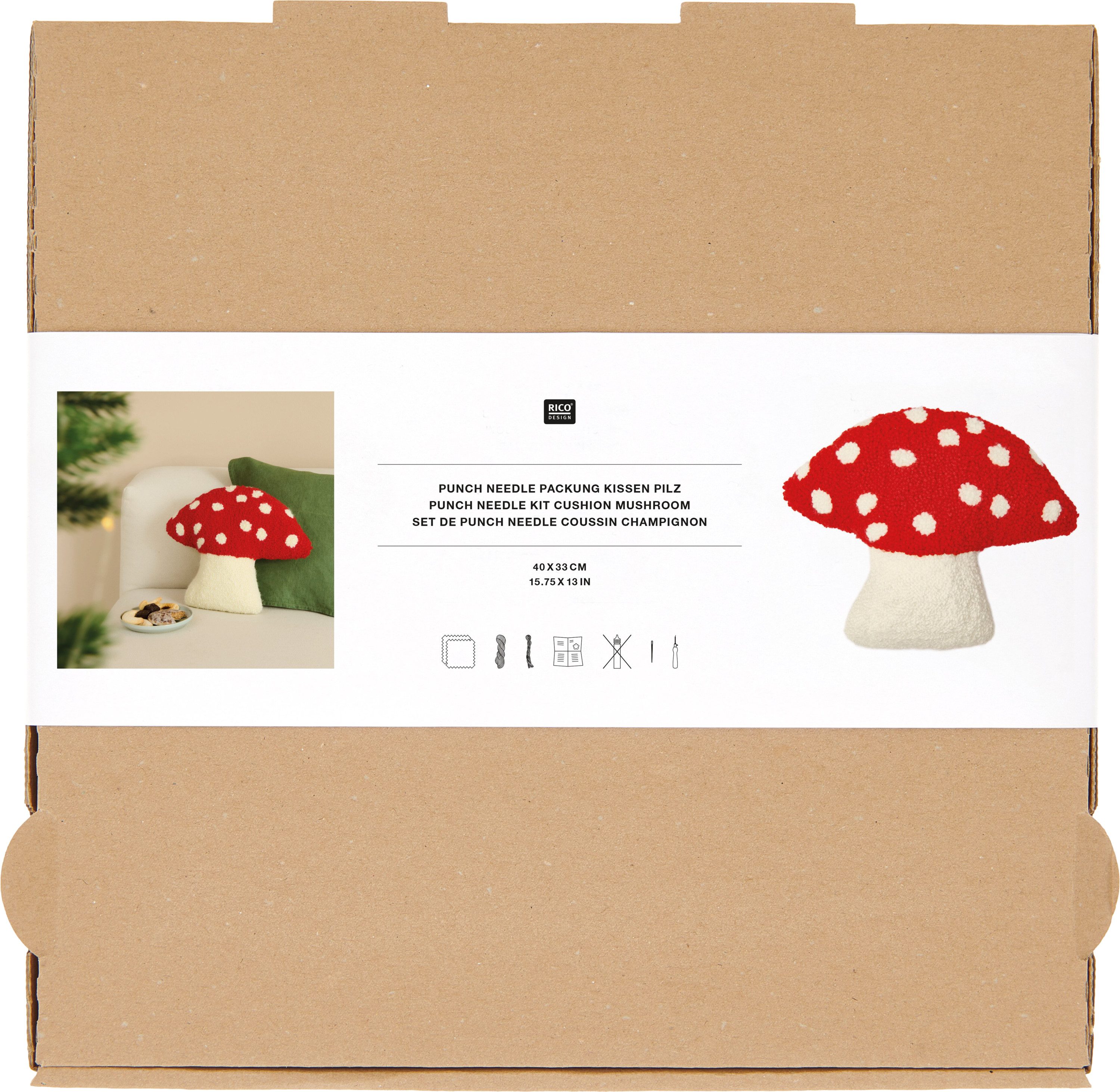 Rico Design Kreativset Punch Needle-Set Pilz, 33.0 x 40.0 cm