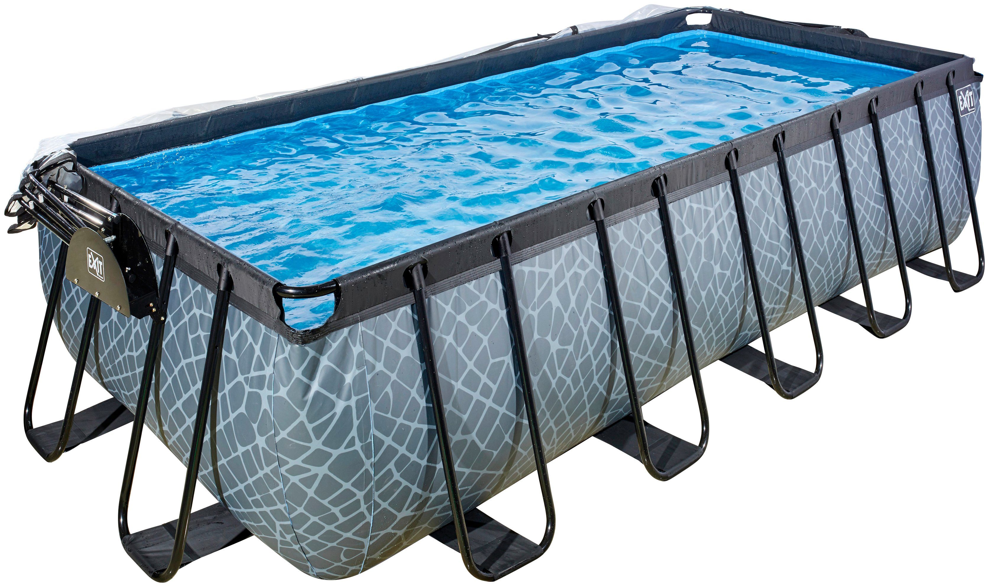EXIT Framepool inkl. multifunktionaler Poolabdeckung (Set, 4-tlg), BxLxH: 250x540x122 cm, mit Sandfilterpumpe & Sicherheitsleiter