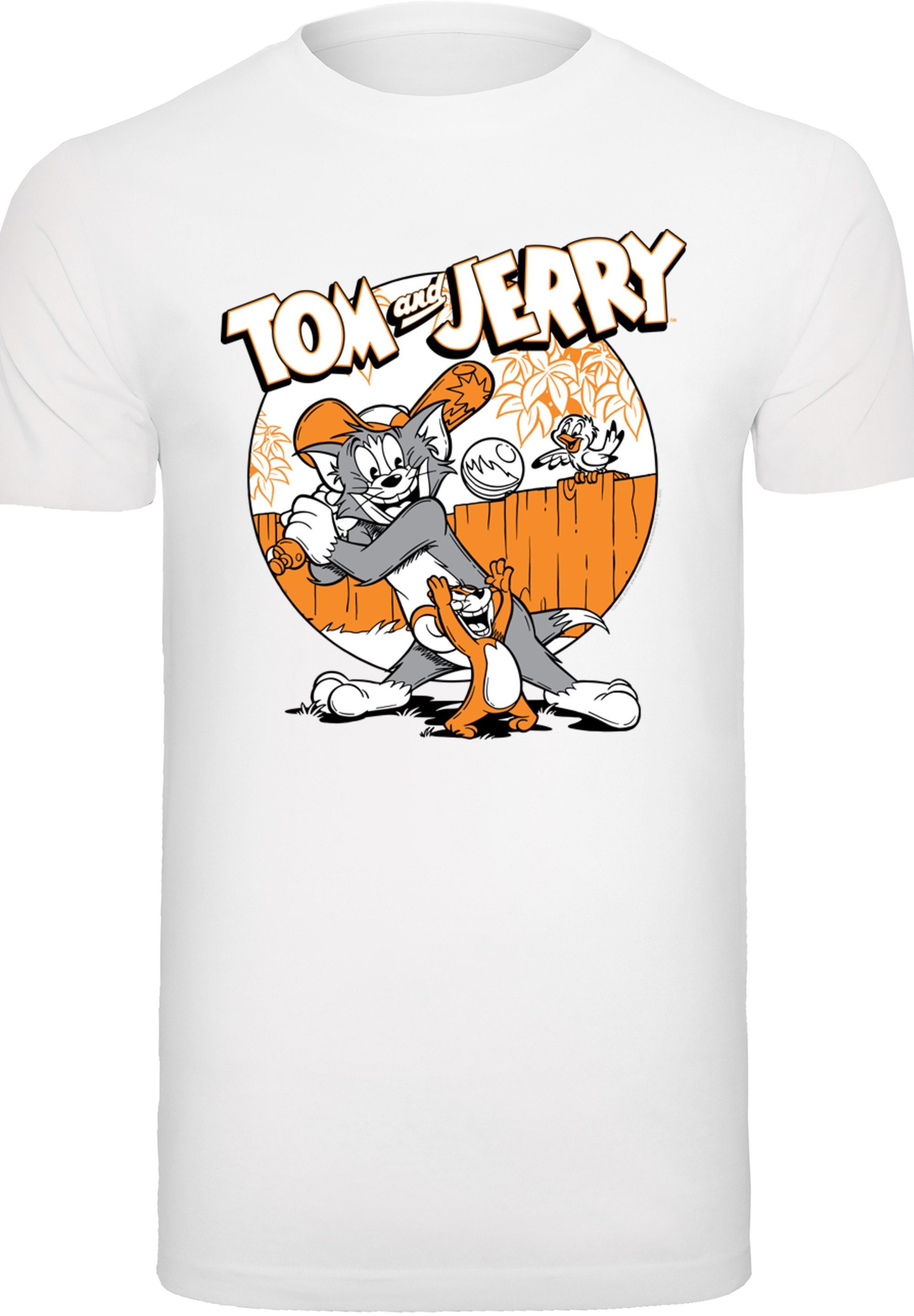Baseball Print T-Shirt F4NT4STIC Serie weiß Play Jerry TV and Tom