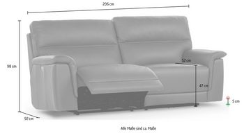 CALIA ITALIA 3-Sitzer Sette, in Leder, 206 cm Breite, mit elektrischer Relaxfunktion