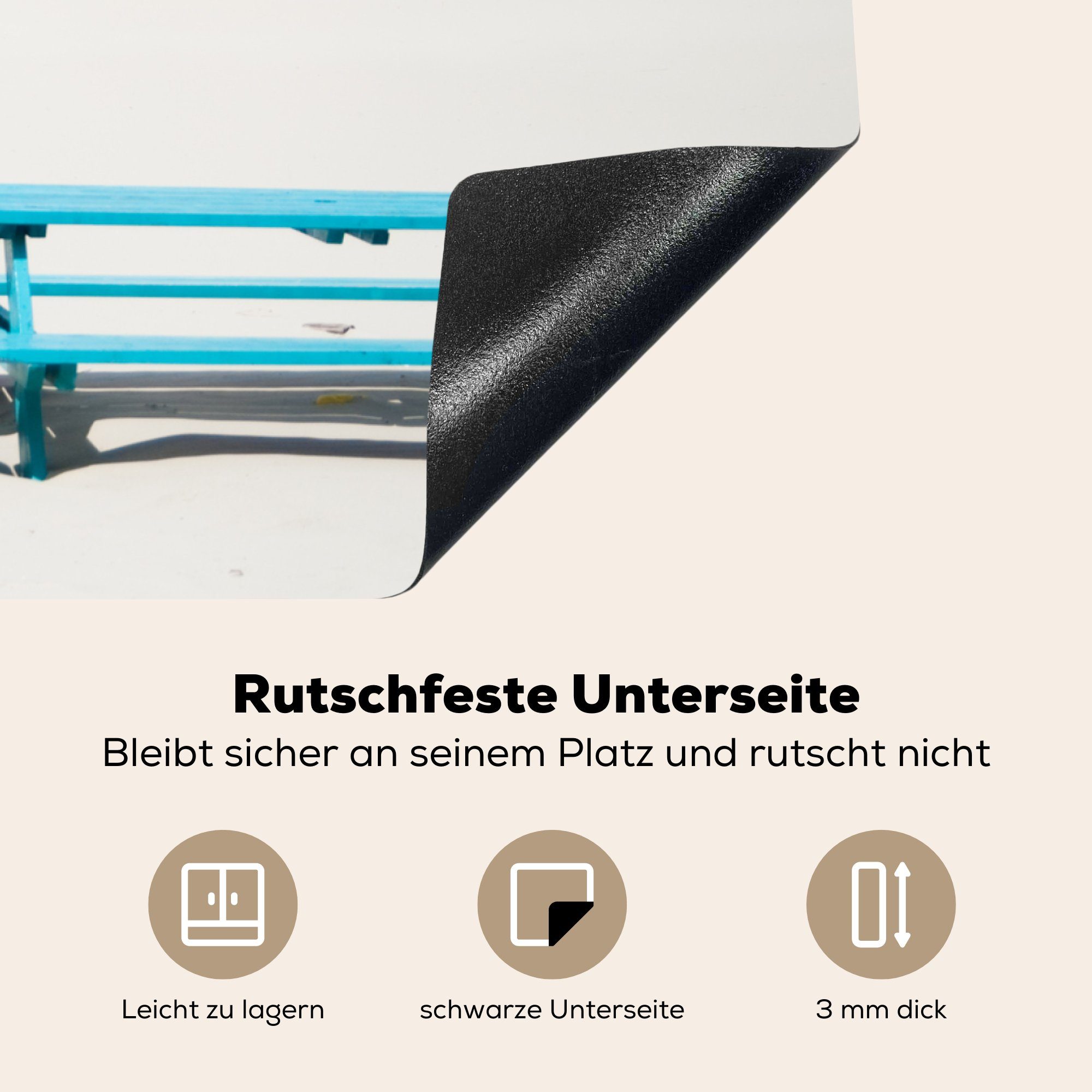 MuchoWow Vinyl, Insel Induktionskochfeld Bank Blaue tlg), der die Schutz Ceranfeldabdeckung küche, 81x52 auf Terschelling, Herdblende-/Abdeckplatte für cm, (1