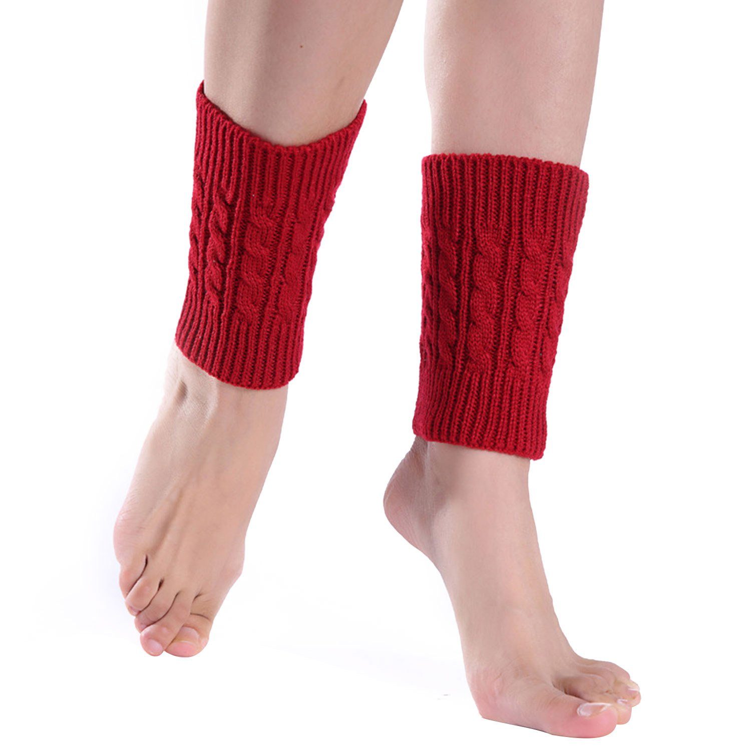 Gestrickte Stulpen Beinwärmer Legwarmers MAGICSHE Winter Rot Beinstulpen Damen