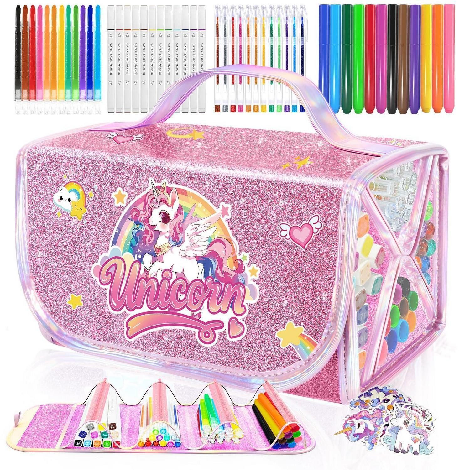 LuxusKollektion Kreativset Malset Einhorn Kinder 70tlg. mit Federmäppchen Rosa