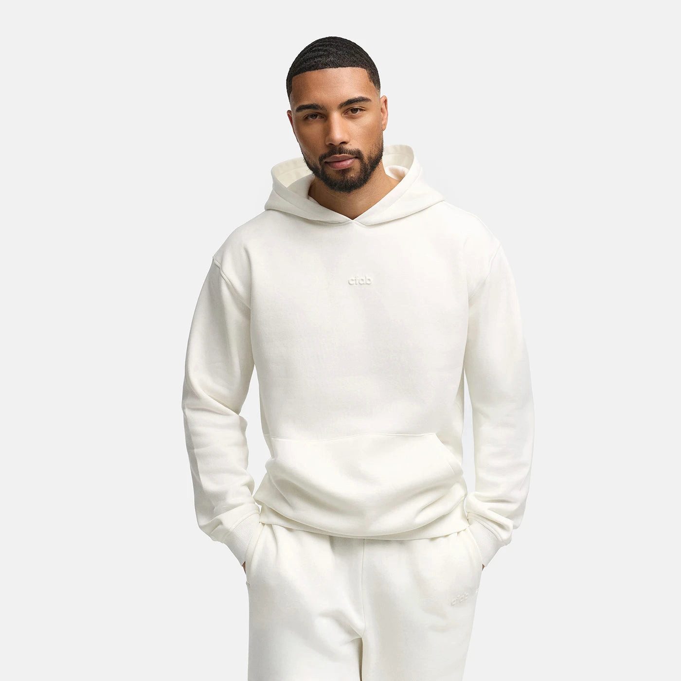 cfab (creamy fabrics) Hoodie Menswear Relaxed Fit Classic Hoodie-Cloud Dancer-M (1-tlg)