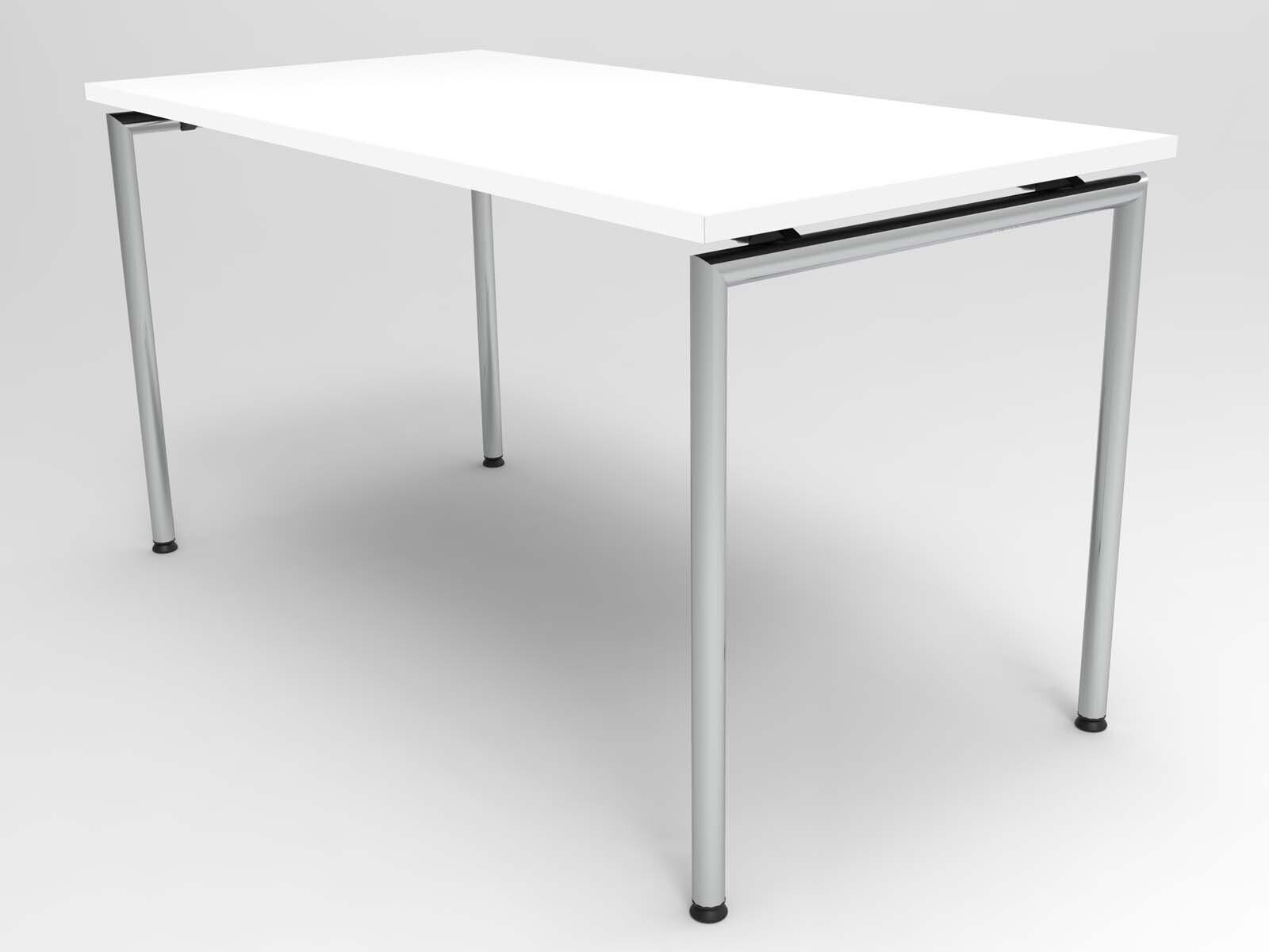 Mauser Sitzkultur Konferenztisch, Büro-tisch Weiß 140x70cm moderner Besprechungstisch für Konferenzraum