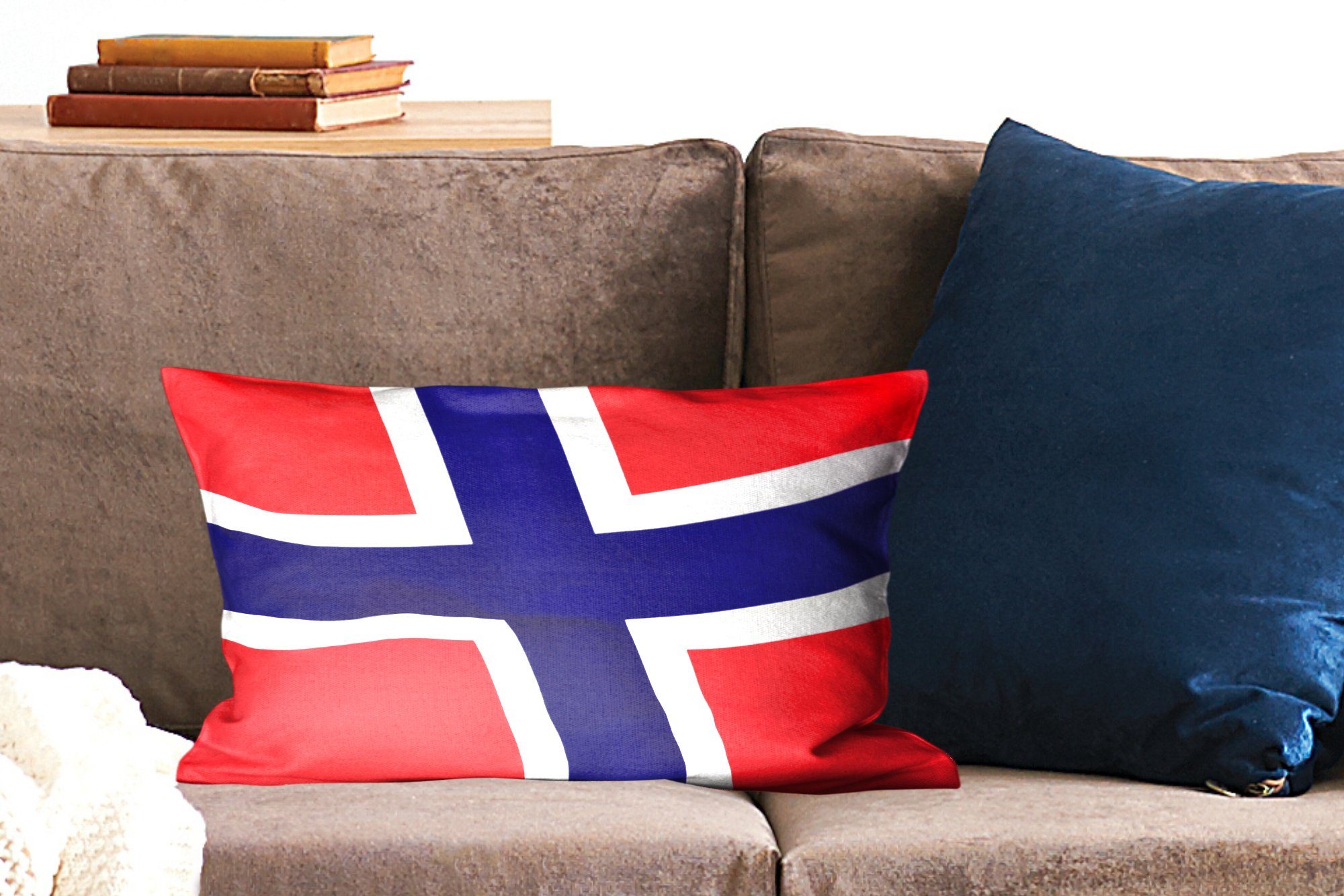 Dekoration, Zierkissen, Nahaufnahme Flagge mit Norwegen, Schlafzimmer von Wohzimmer der Dekokissen Dekokissen Füllung, MuchoWow