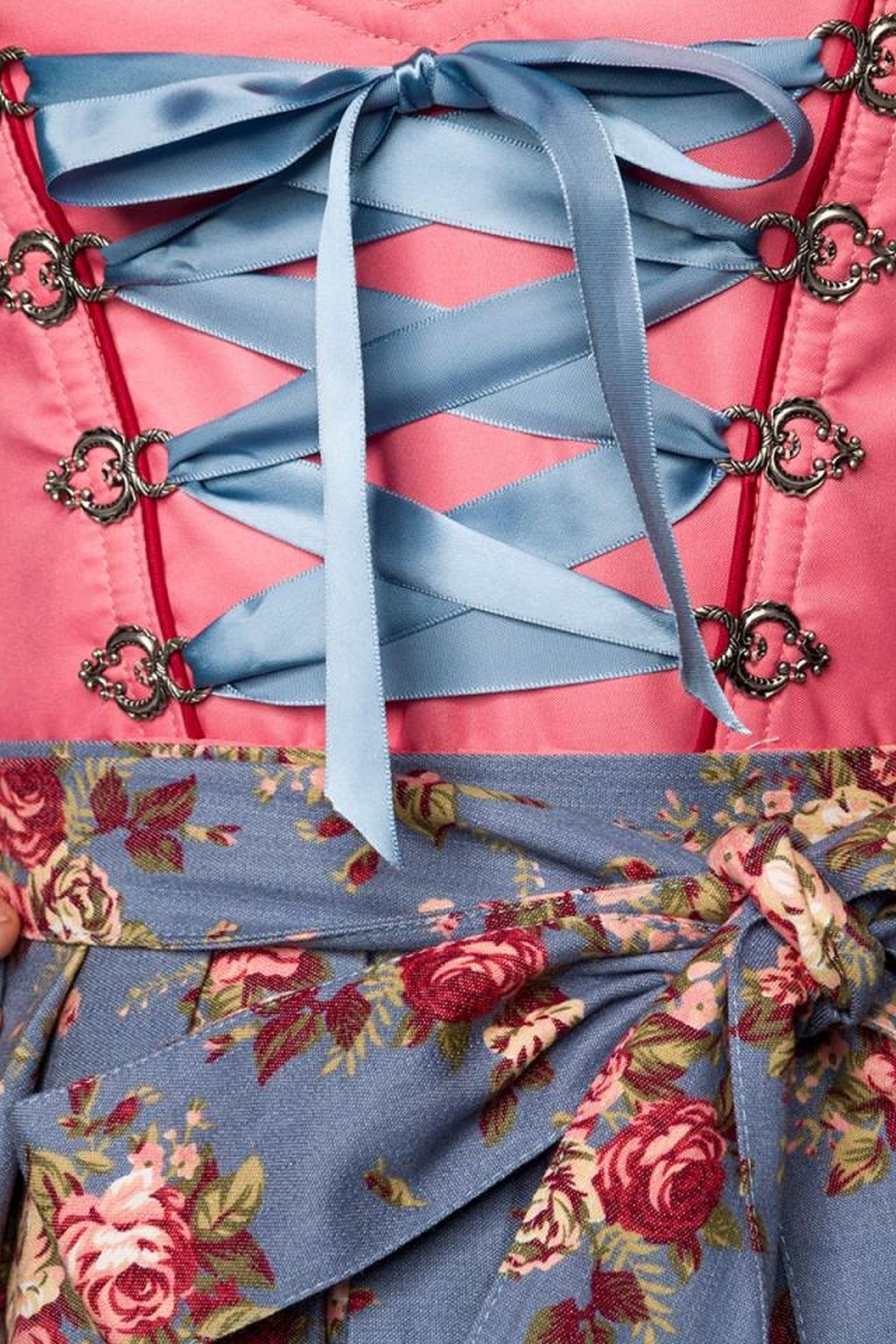 Dirndline Dirndl Dirndl mit Jeans-Schürze (1-tlg) rosa/blau Blumenmuster