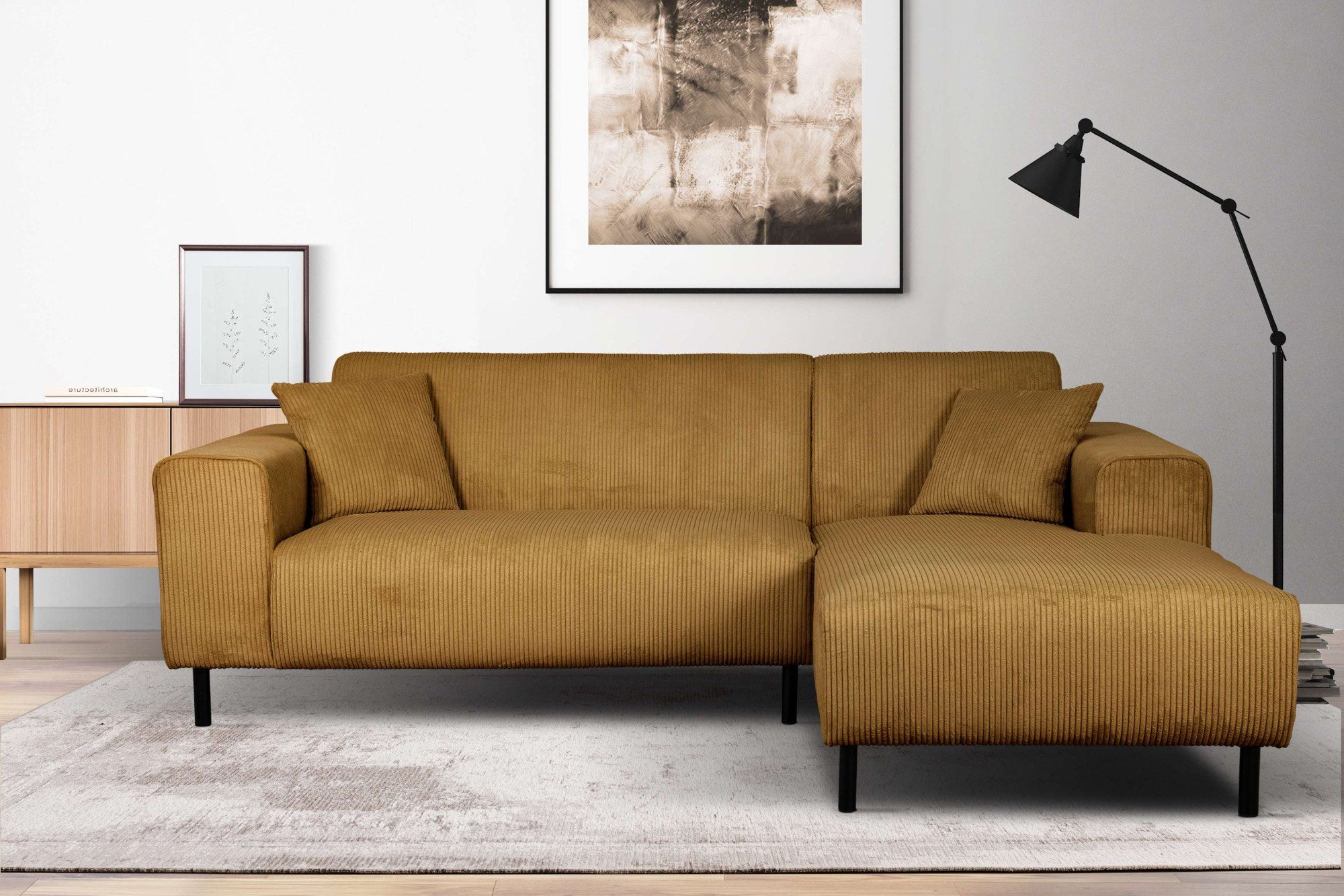 Ecksofa ARROS L-Form mit Wellenunterfederung, Maße B/T/H: 235/163/81 cm