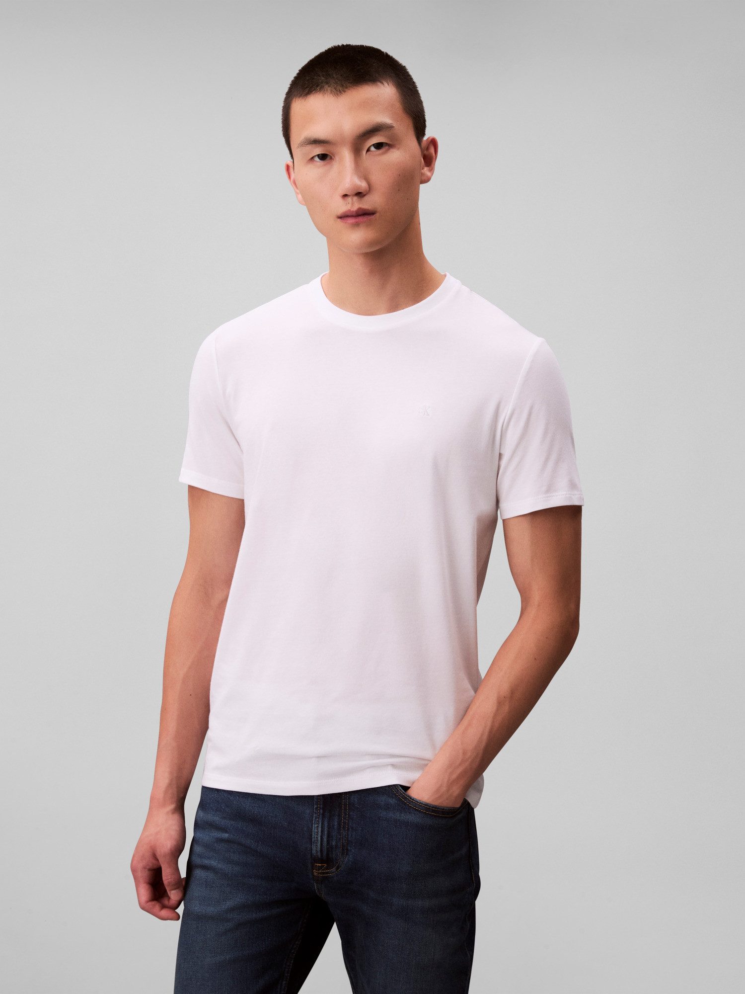 Calvin Klein T-Shirt SS STRETCH COTTON SLIM TEE 2PK (Packung, 2-tlg) Rundha günstig online kaufen