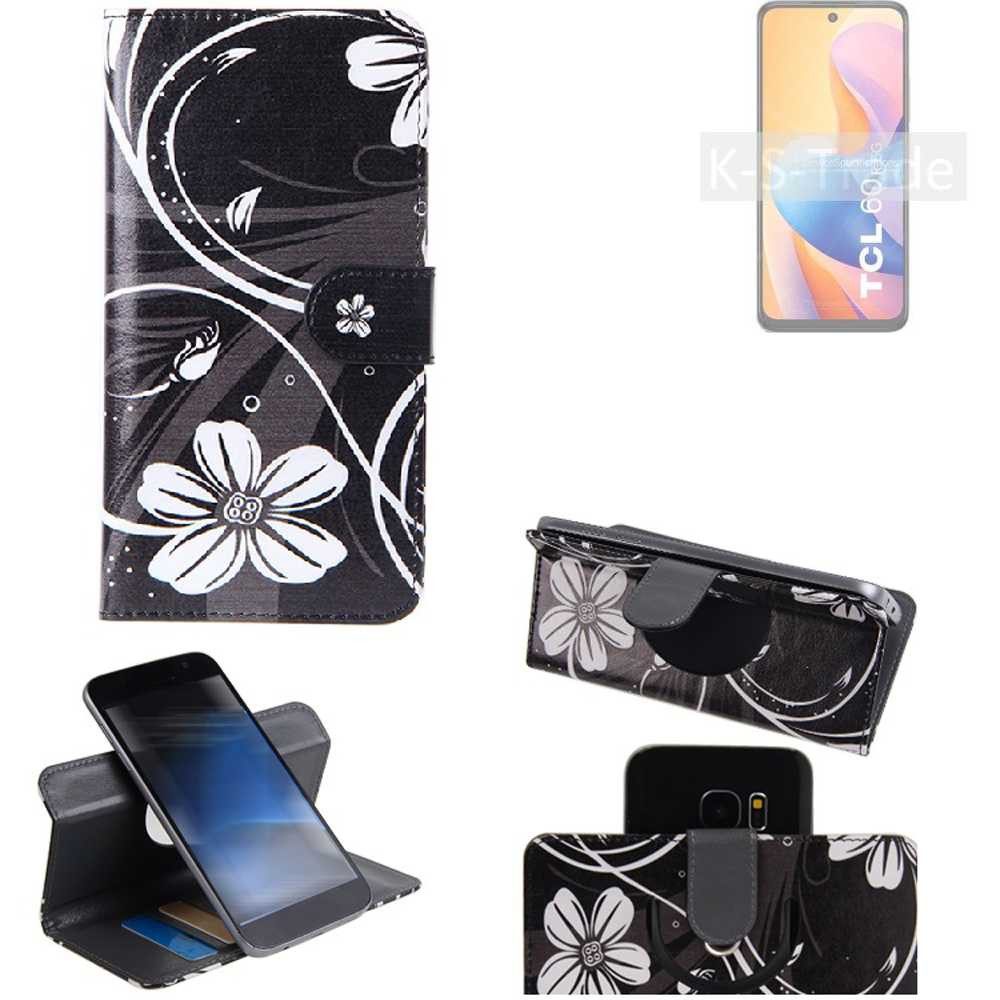 K-S-Trade Handyhülle für TCL 60R 5G, Schutzhülle Handyhülle Hülle 360° Wallet Case “Flowers“