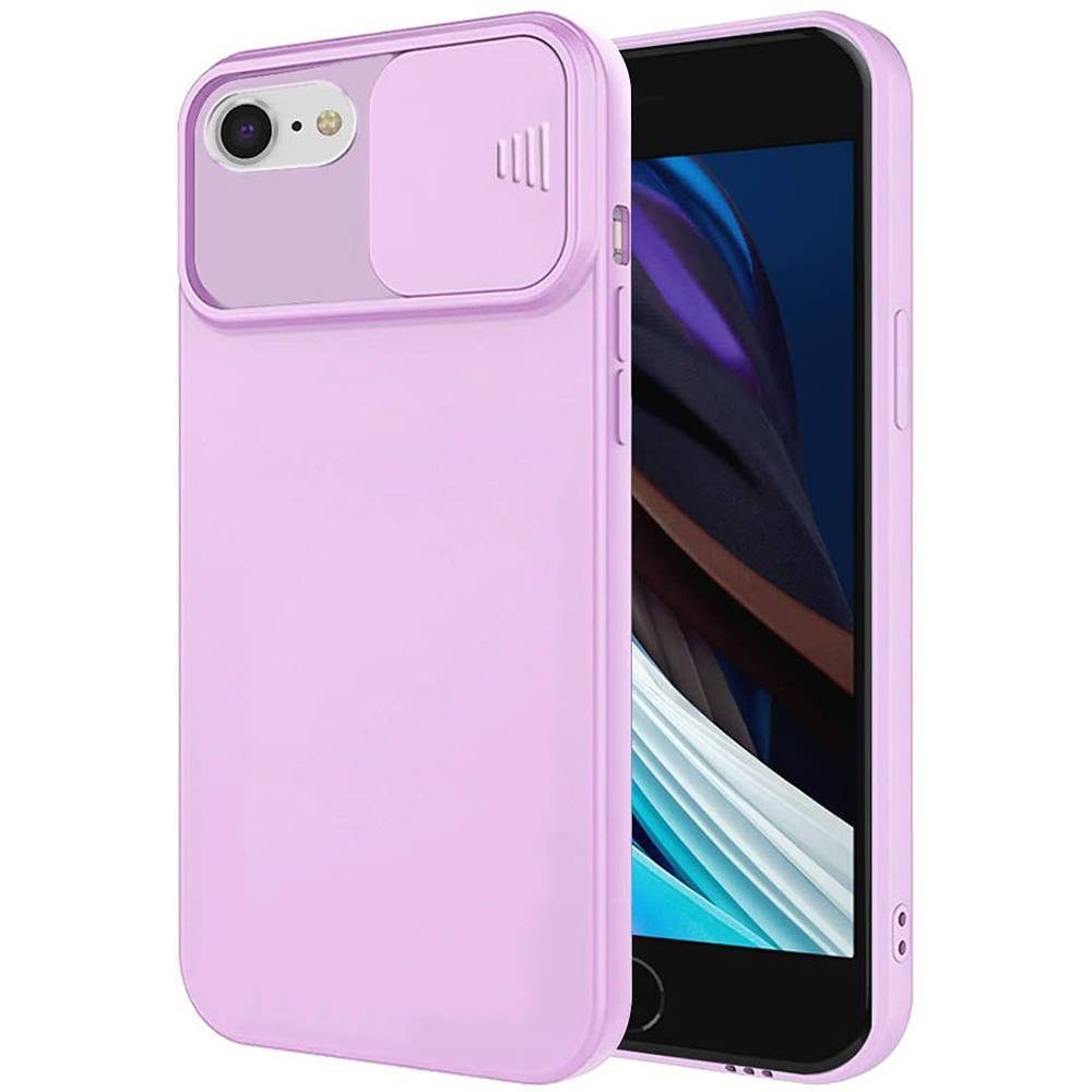 cofi1453 Handyhülle CamShield Silikon Slim mit Kameraschutz kompatibel mit iPhone 8 Lila, Cover Schutzhülle