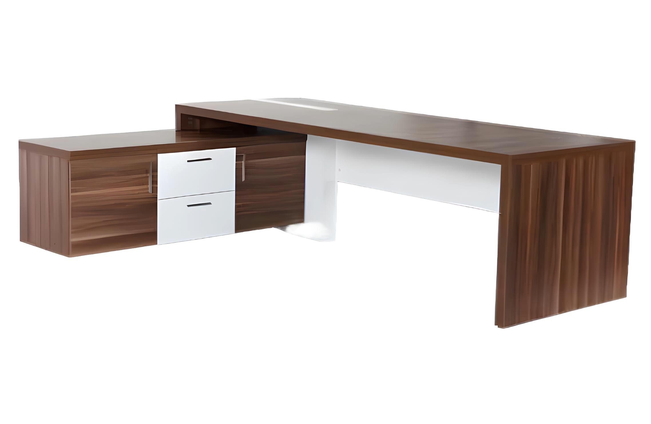 Eckschreibtisch Schreibtisch mit Sideboard Bürotisch Chef Exclusive CEO Helles Holz
