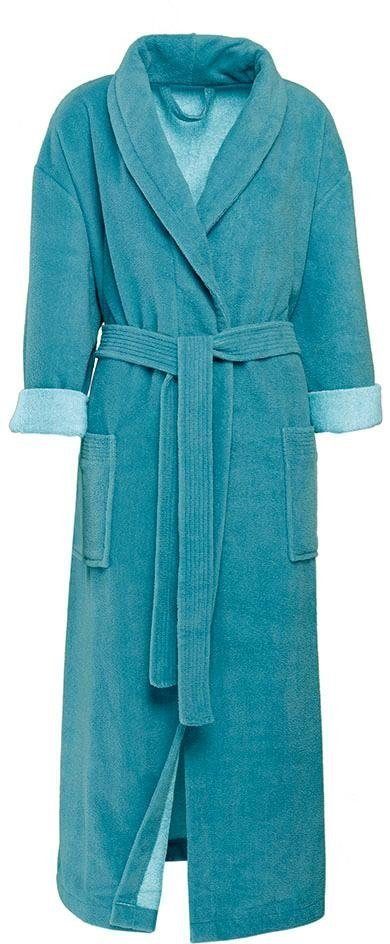 Gözze Unisex-Bademantel Turin, ideal für Sauna & Spa, Hotelbademantel, Morgenmantel, Langform, Baumwoll-Mix, Schalkragen, Gürtel, für Damen & Herren, mit Gürtel und zwei aufgesetzten Taschen, lang