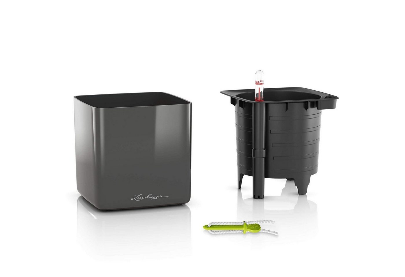Thumbnail - Lechuza® Kräutertopf Pflanztopf Cube Glossy 14 smoky diamond highgloss