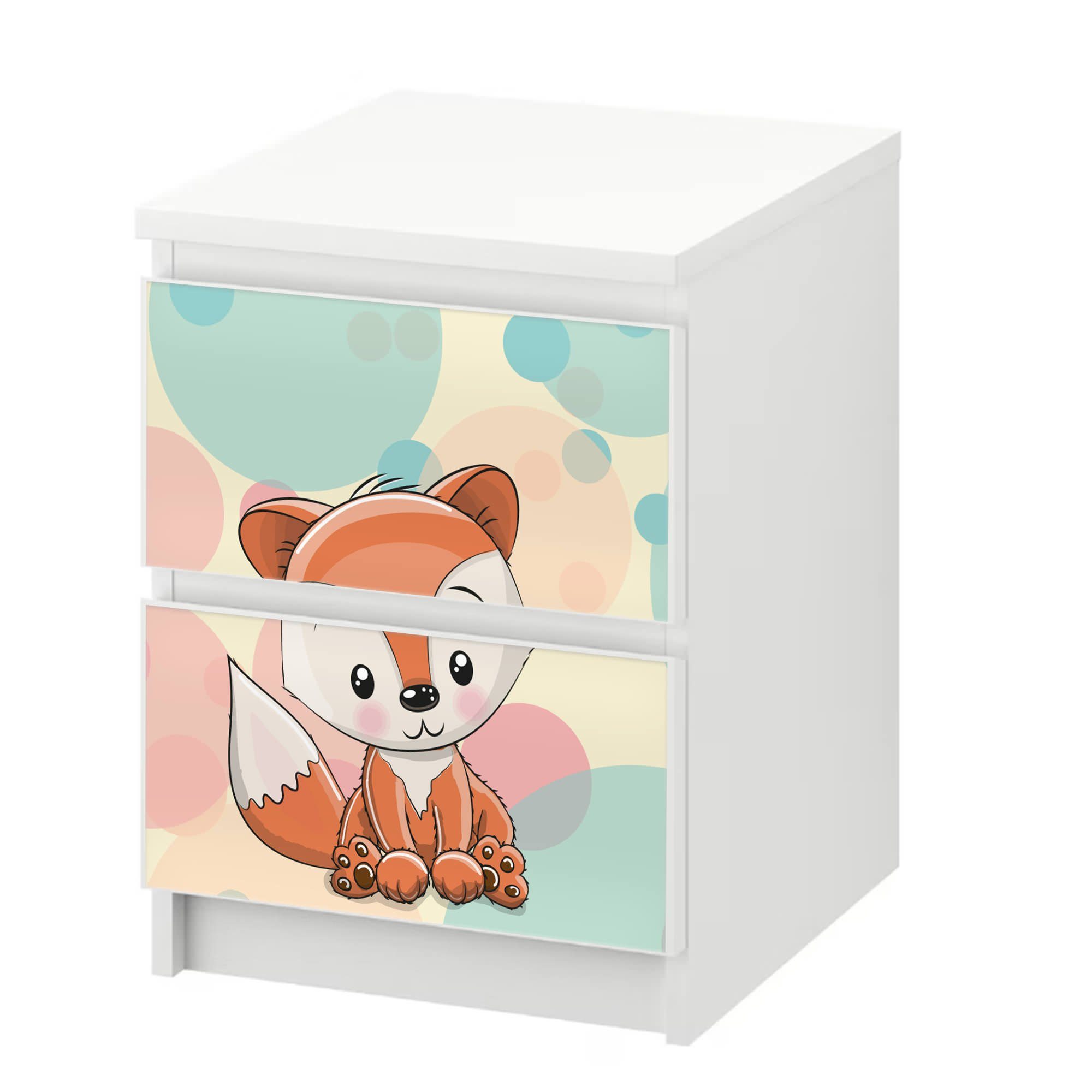 Sunnywall Möbelfolie passend für IKEA Malm Kommode Schrankfolie Aufkleber mit Fuchs Motiv, blasenfreie selbstklebende Folie (SCHRANK NICHT INKLUSIVE)