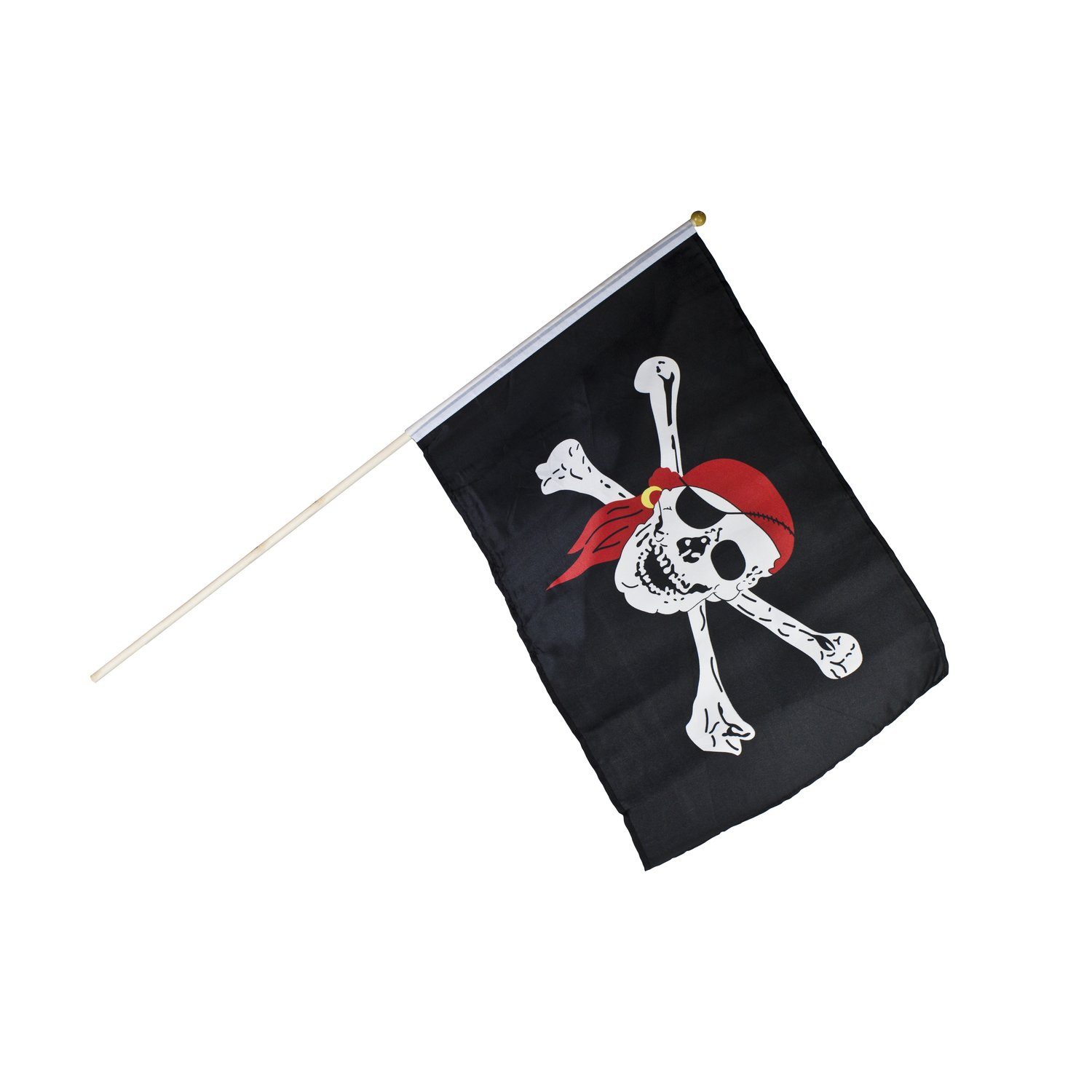 BestSaller Kinderbogenset Piraten Fahne / Flagge 46x30cm mit Holzstab, mit Totenkopf