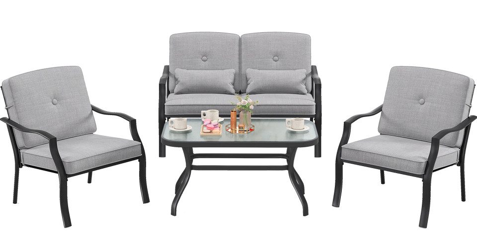 COSTWAY Gartenlounge-Set Balkonset, (4-tlg), mit Sitz- günstig online kaufen