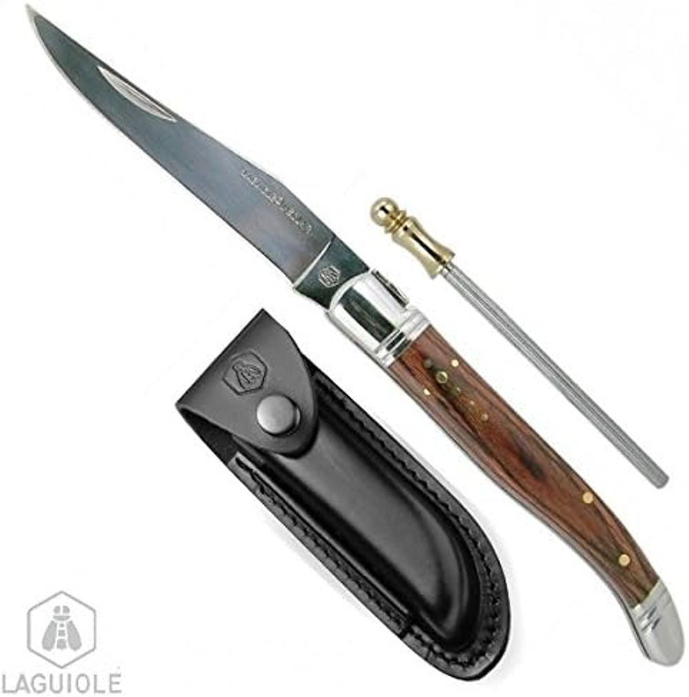LAGUIOLE Universalmesser 1x Laguiole Klappmesser aus Edelholz mit edlem Leder-Etui, (1 St)