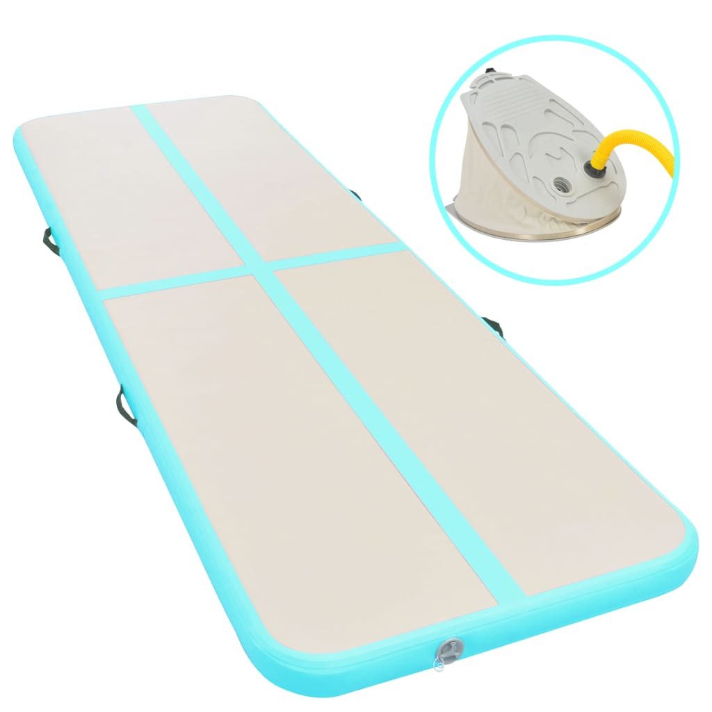 Gymnastikmatte Aufblasbare Gymnastikmatte mit Pumpe 600x100x10 cm PVC Grün