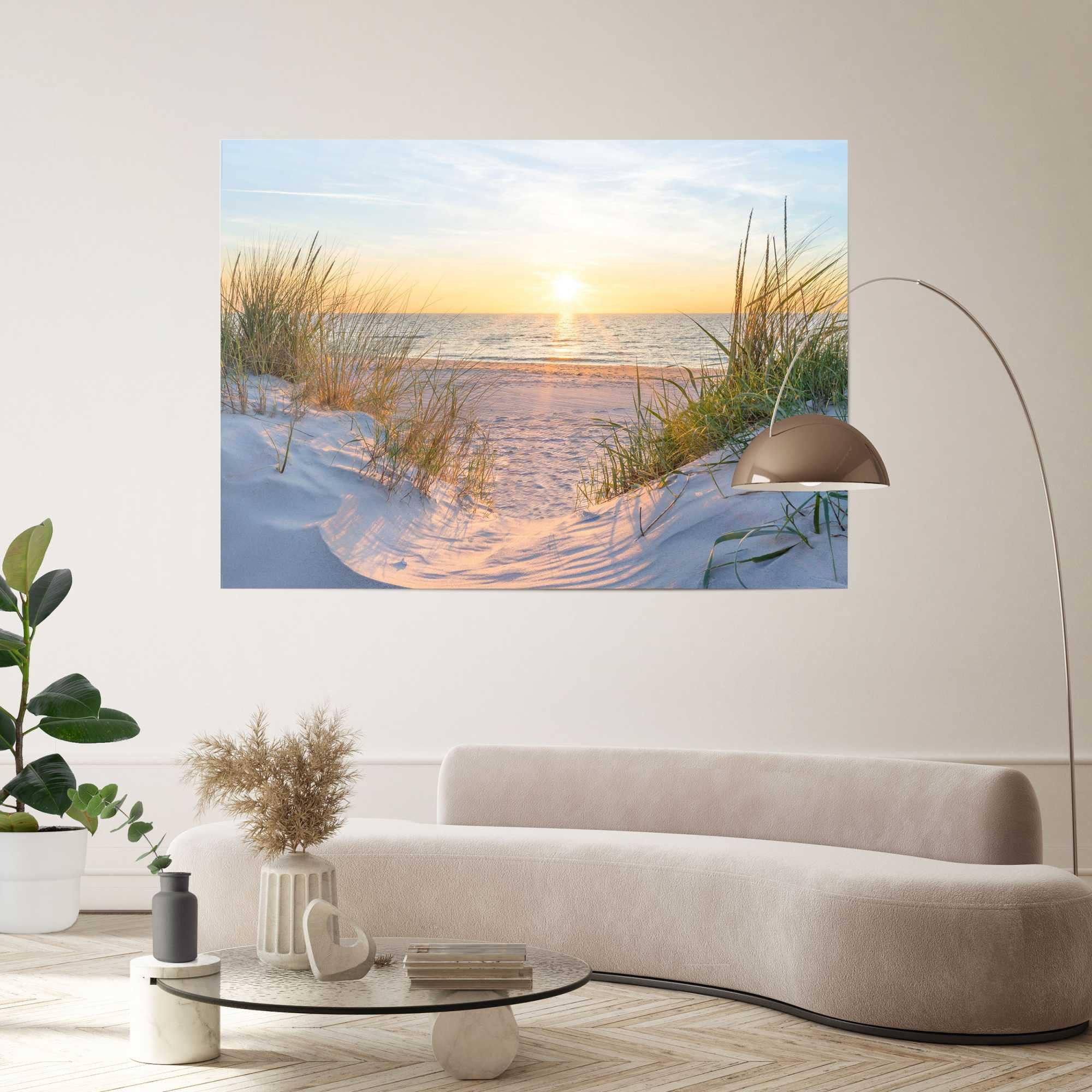 Reinders! Poster Sonnenuntergang in den Dünen, Landschaften (1 St), Schlafzimmer - Beige - Papier - Strand - 140x100 cm