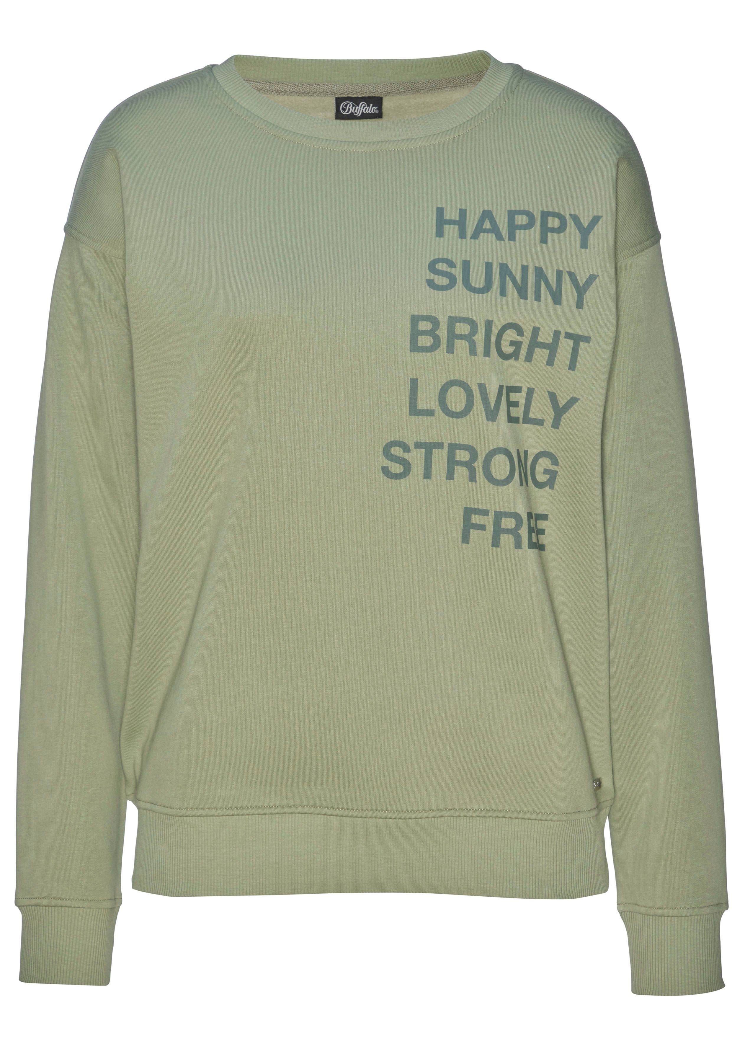 Sweatshirt Statement mit Druck, Buffalo Loungeanzug moosgrün