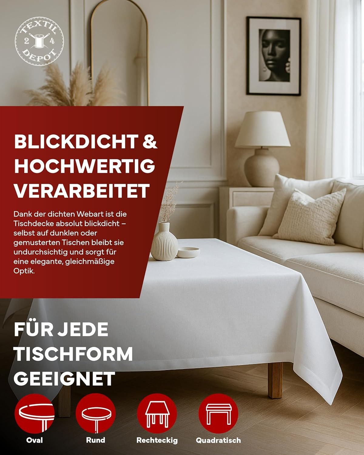 texpot Tischdecke Lotuseffekt Leinenoptik Bügelfrei Fleckschutz wasserabweißend (1-tlg) – Bild 3 von 5