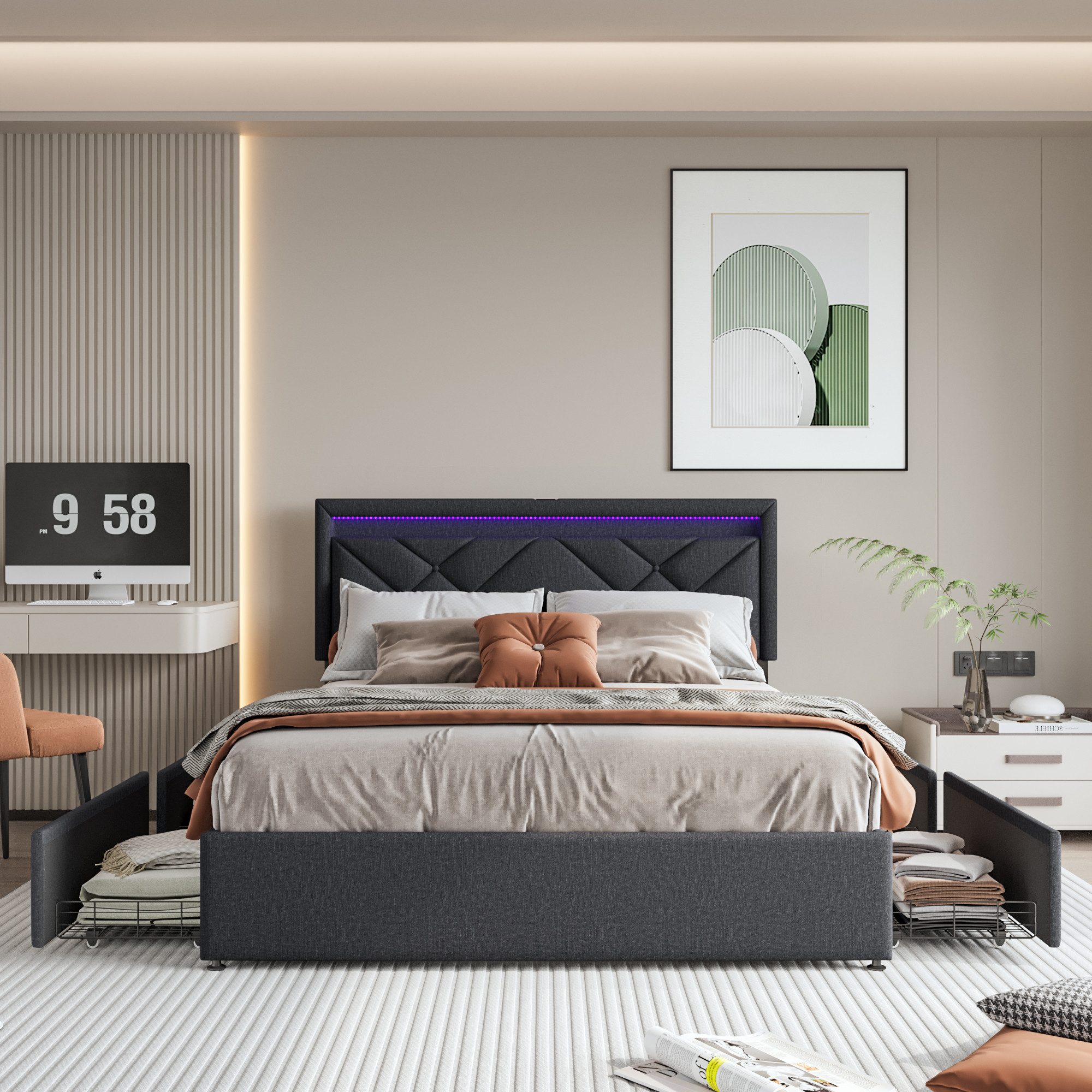Furnishings Home Polsterbett Stauraumbett Doppelbett Mit günstig online kaufen