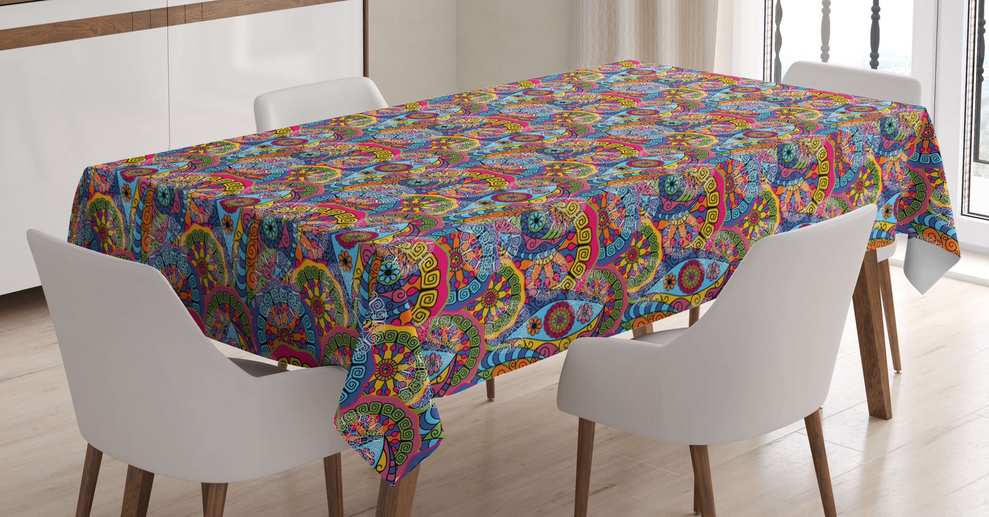 Abakuhaus Tischdecke Farbfest Waschbar Für den Außen Bereich geeignet Klare Farben, Mandala abstrakte Motive