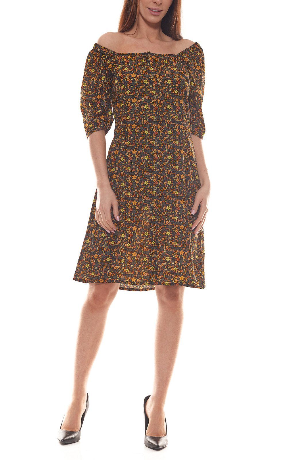 Blend she Minikleid »Blend She Mini-Kleid bedrucktes Damen Sommer-Kleid mit  Blumen-Muster Freizeit-Kleid Bunt«