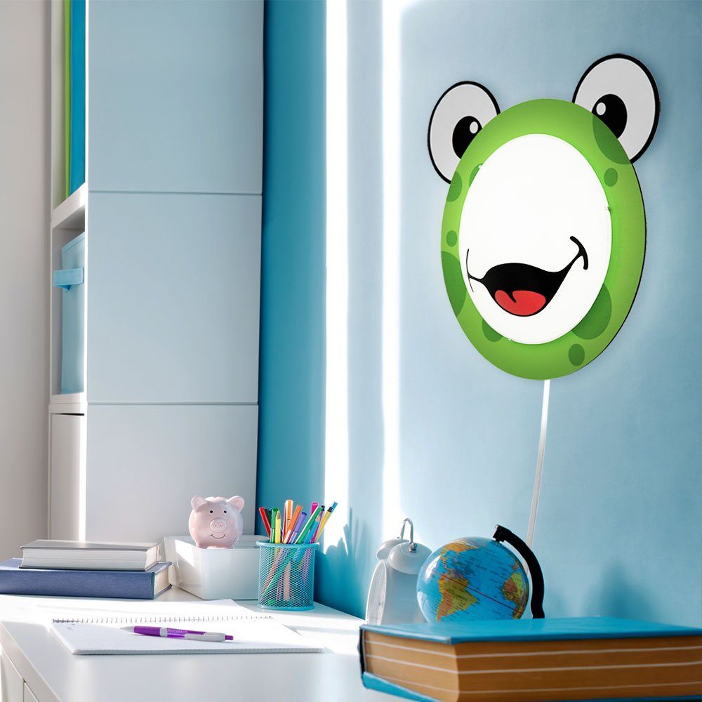 Zimmer im Motiv Tier Baby Dekolicht, Leuchtmittel Frosch Kinder Lampe Punkte grün Warmweiß, inklusive, Muster etc-shop Wand